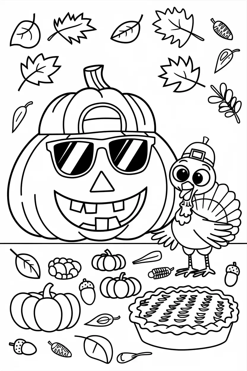 Pumpkin and Turkey Coloring Fun Free