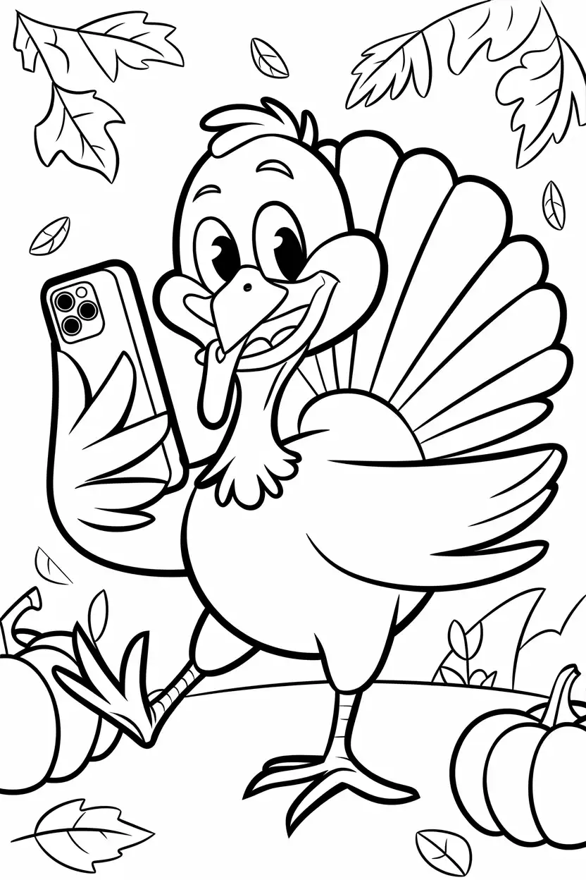 cute turkey taking selfie