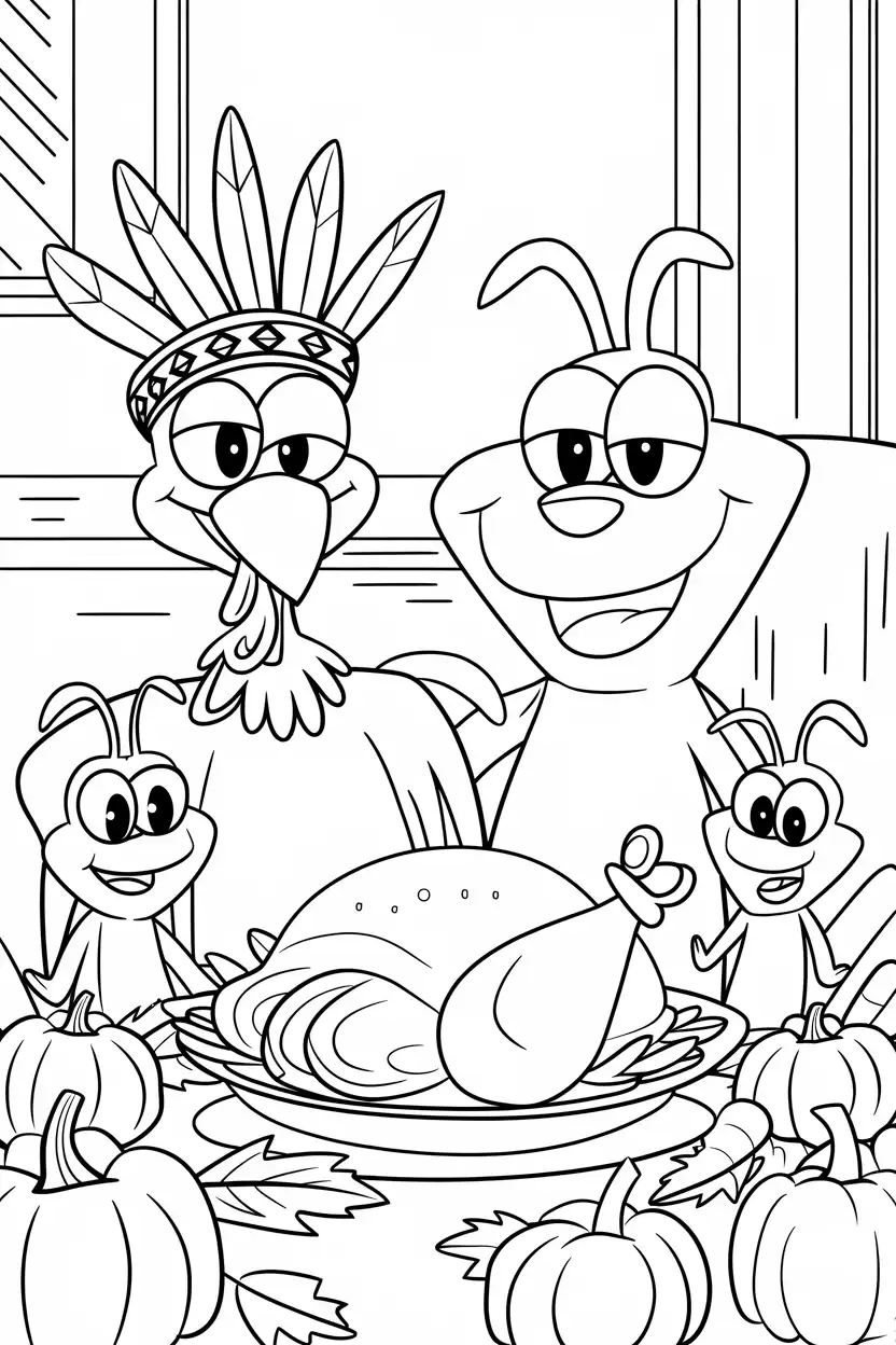 happy thanksgiving turkey with friends