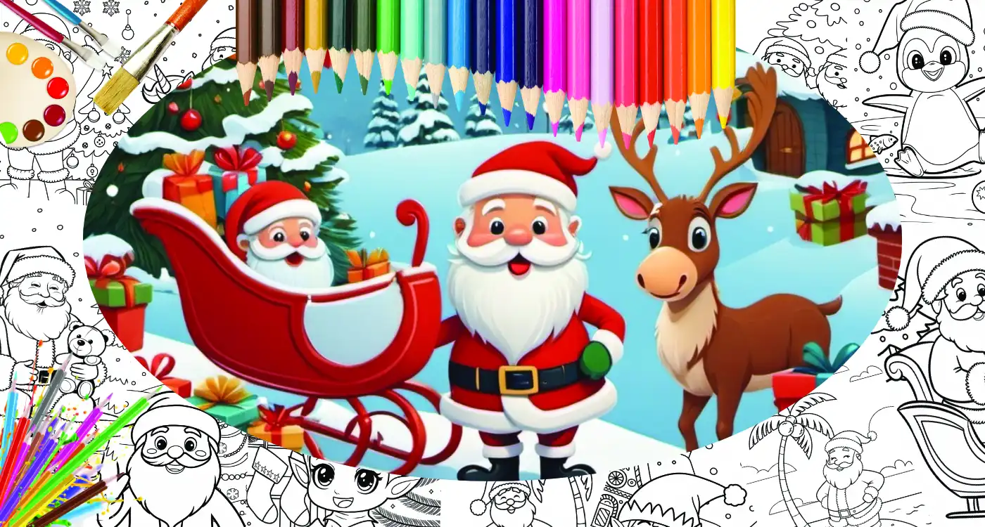 santa coloring pages miniature