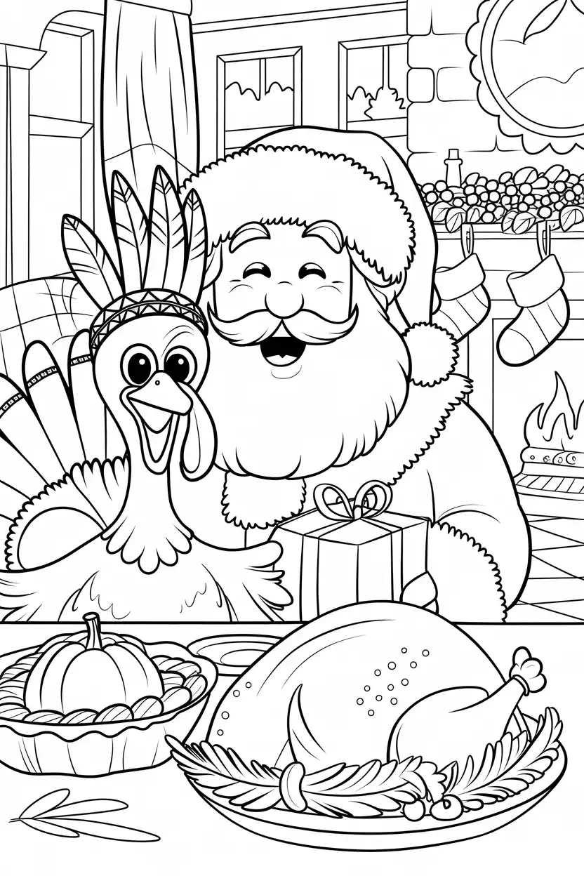 thanksgiving turkey and santa celebration