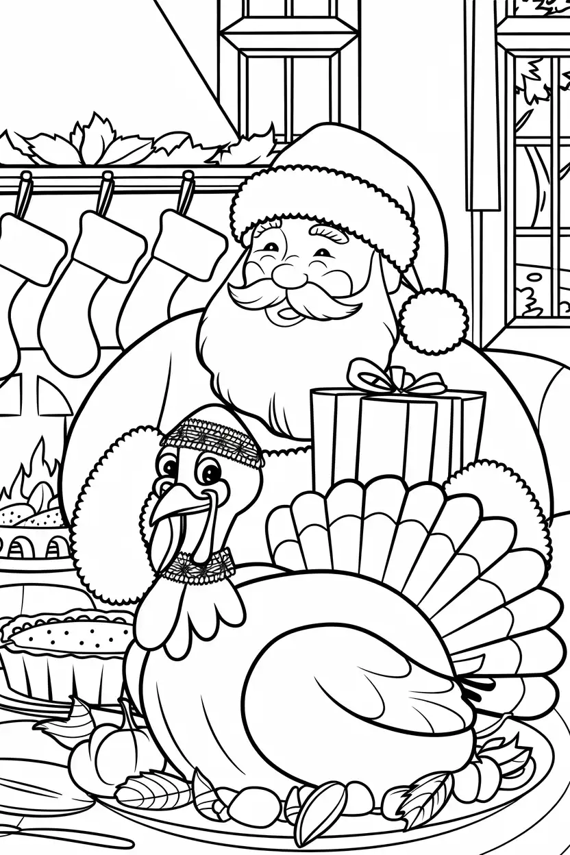 turkey celebration with santa claus