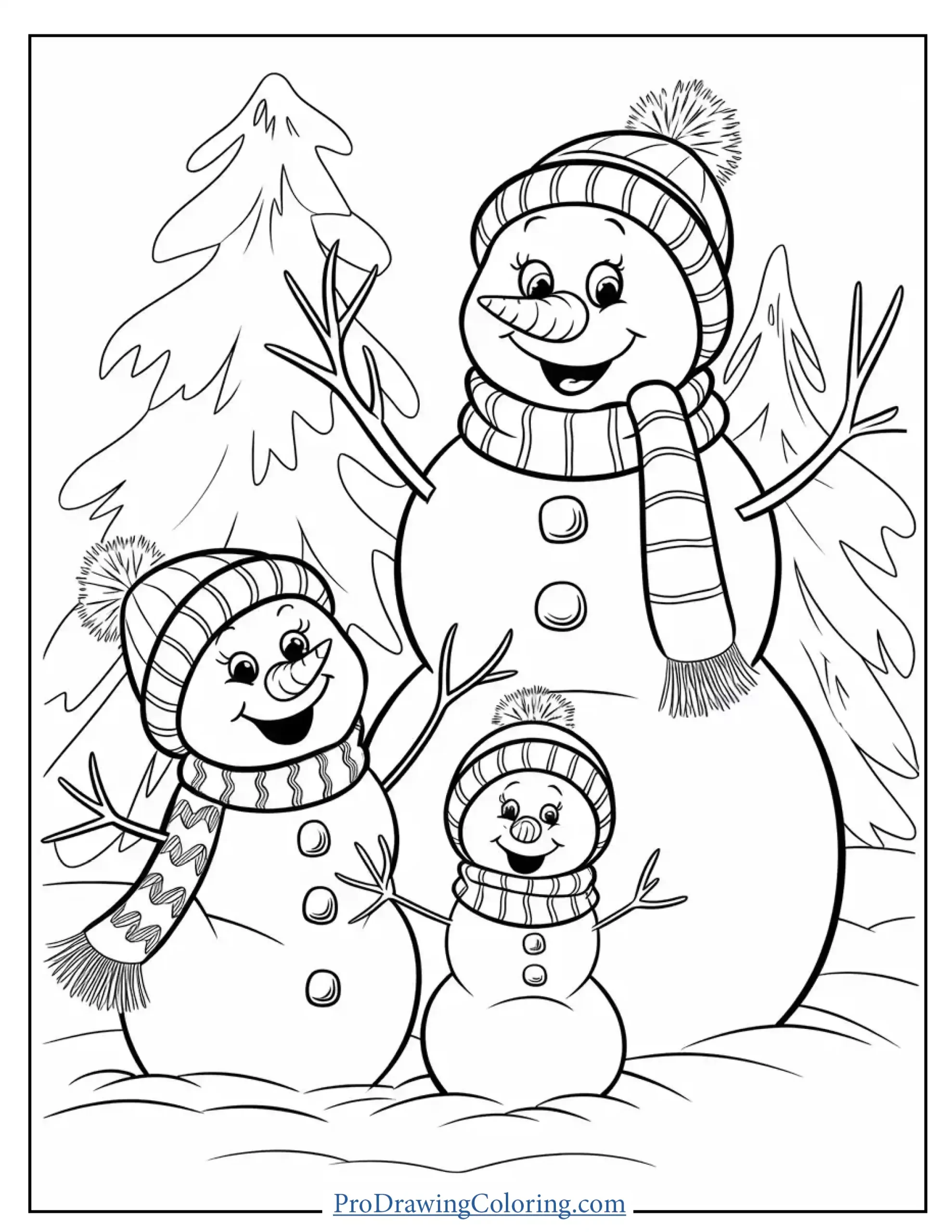 Snowman Family Coloring