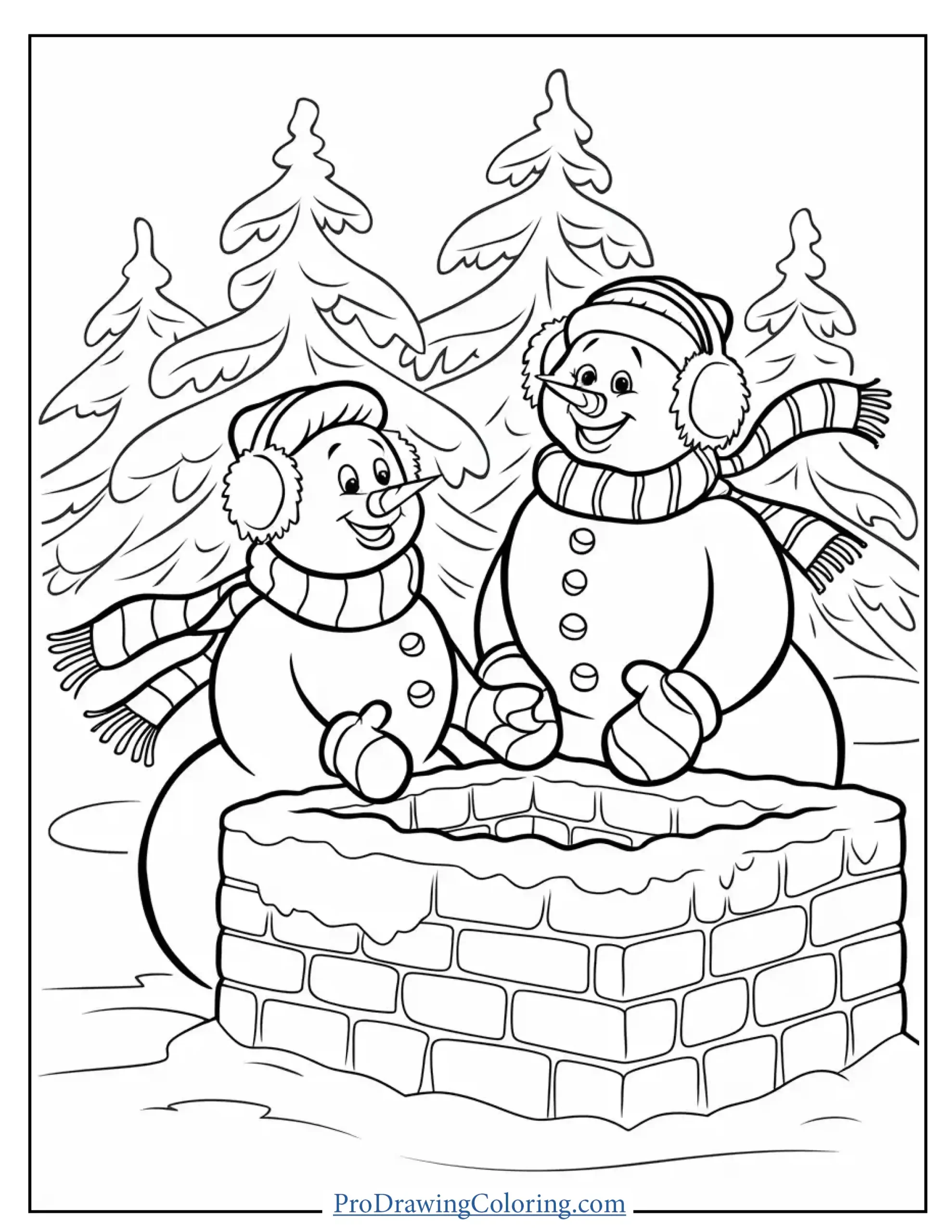 Snowmen Building Snow Fort