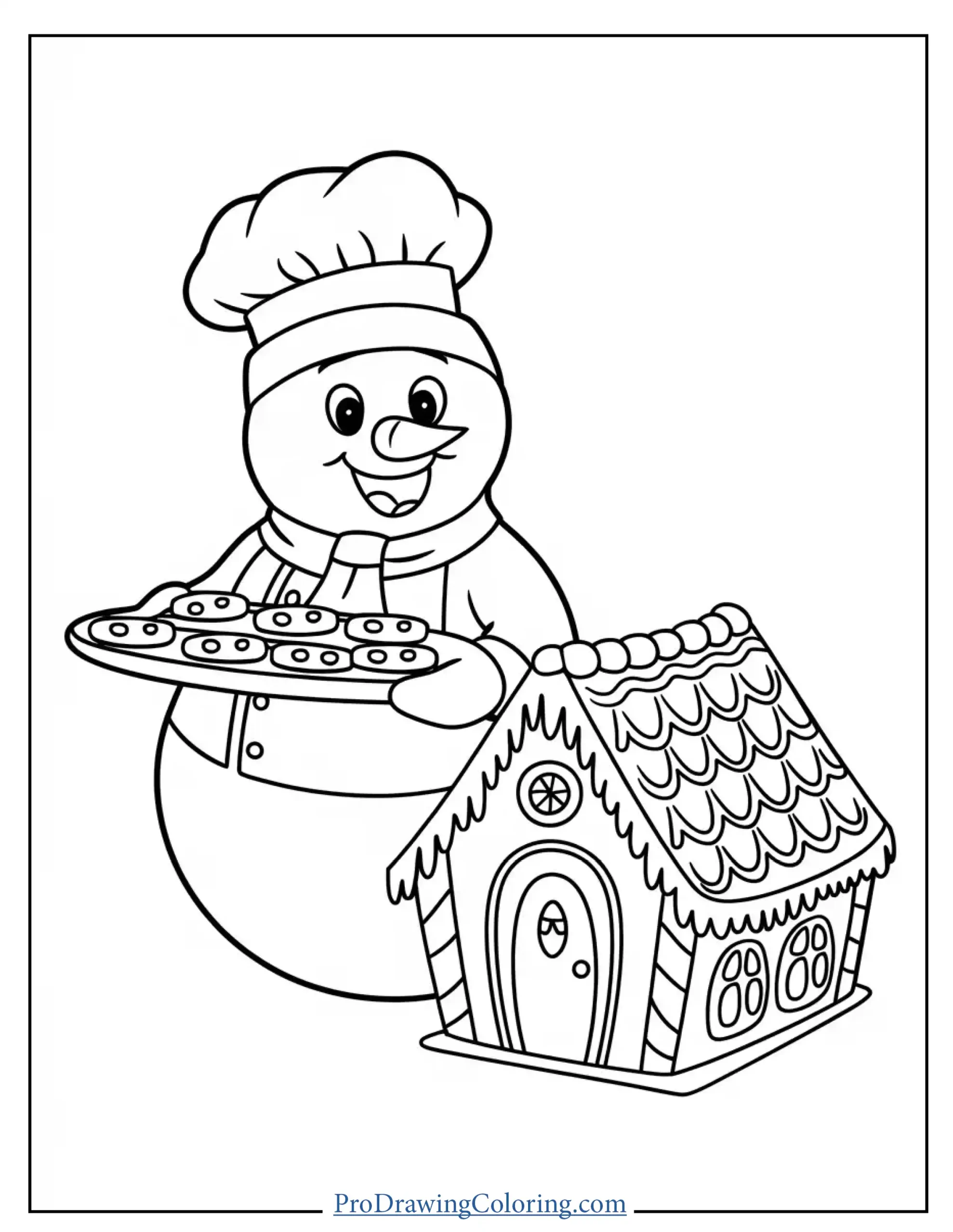 chef snowman with cookies for coloring