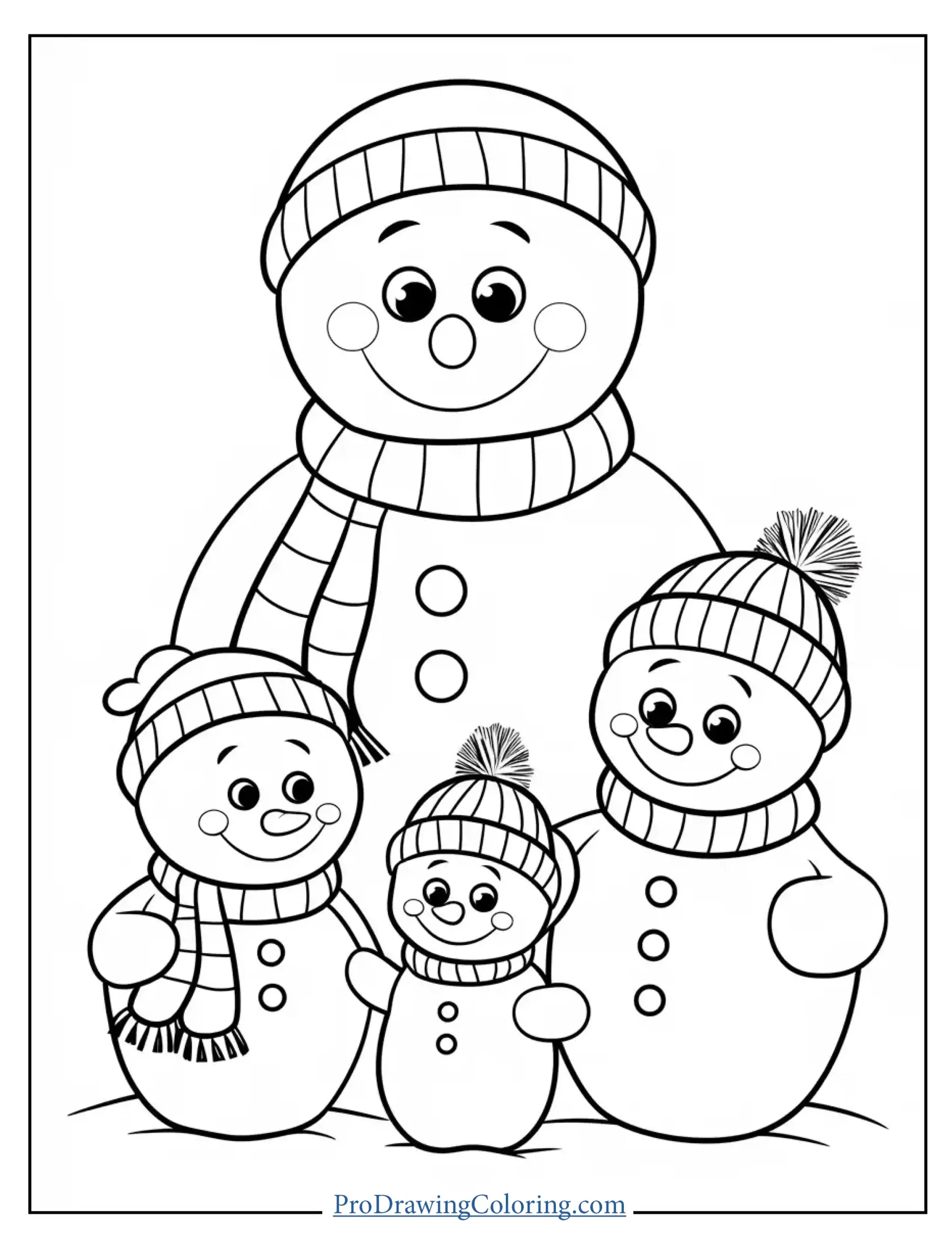 snowman Family for kids to color