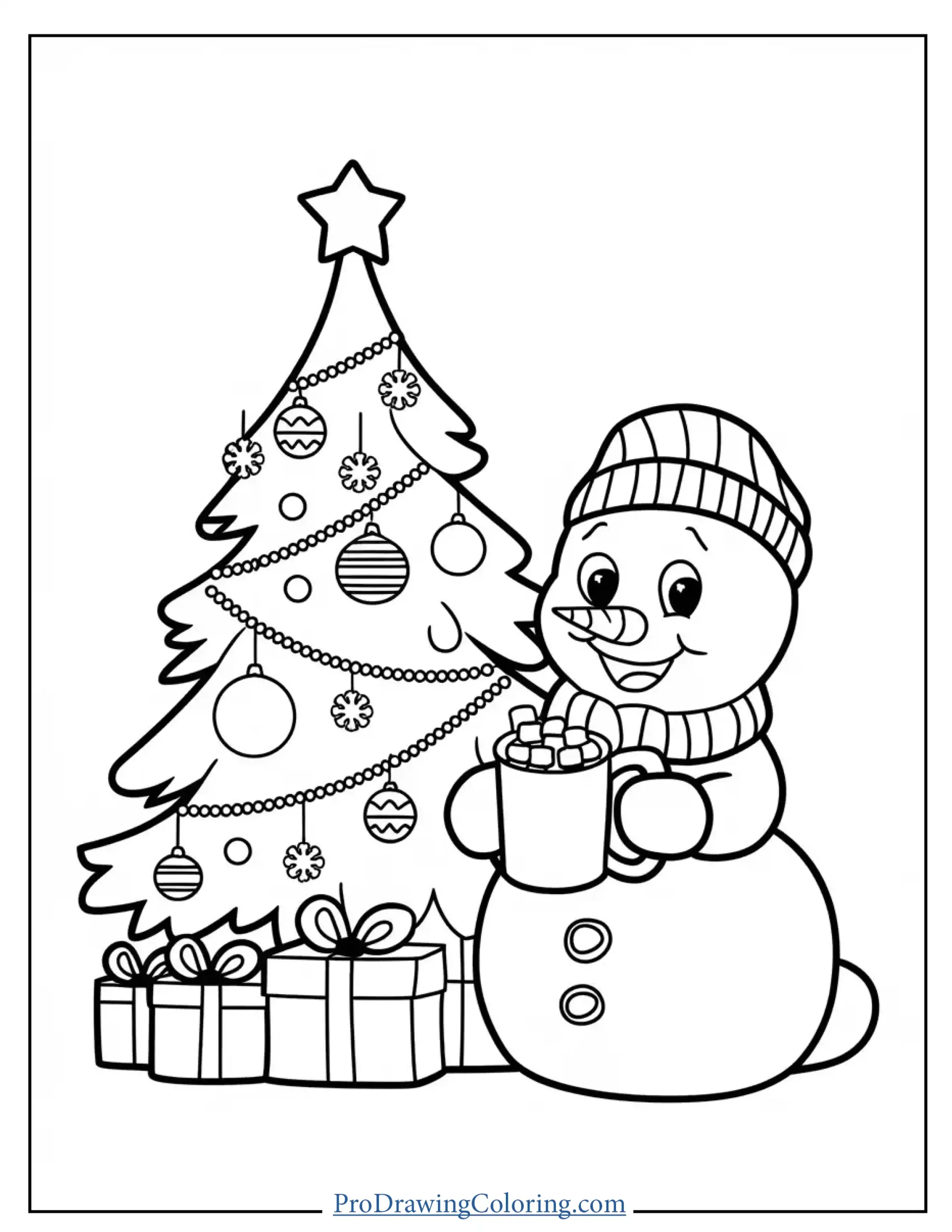 snowman and decorating tree