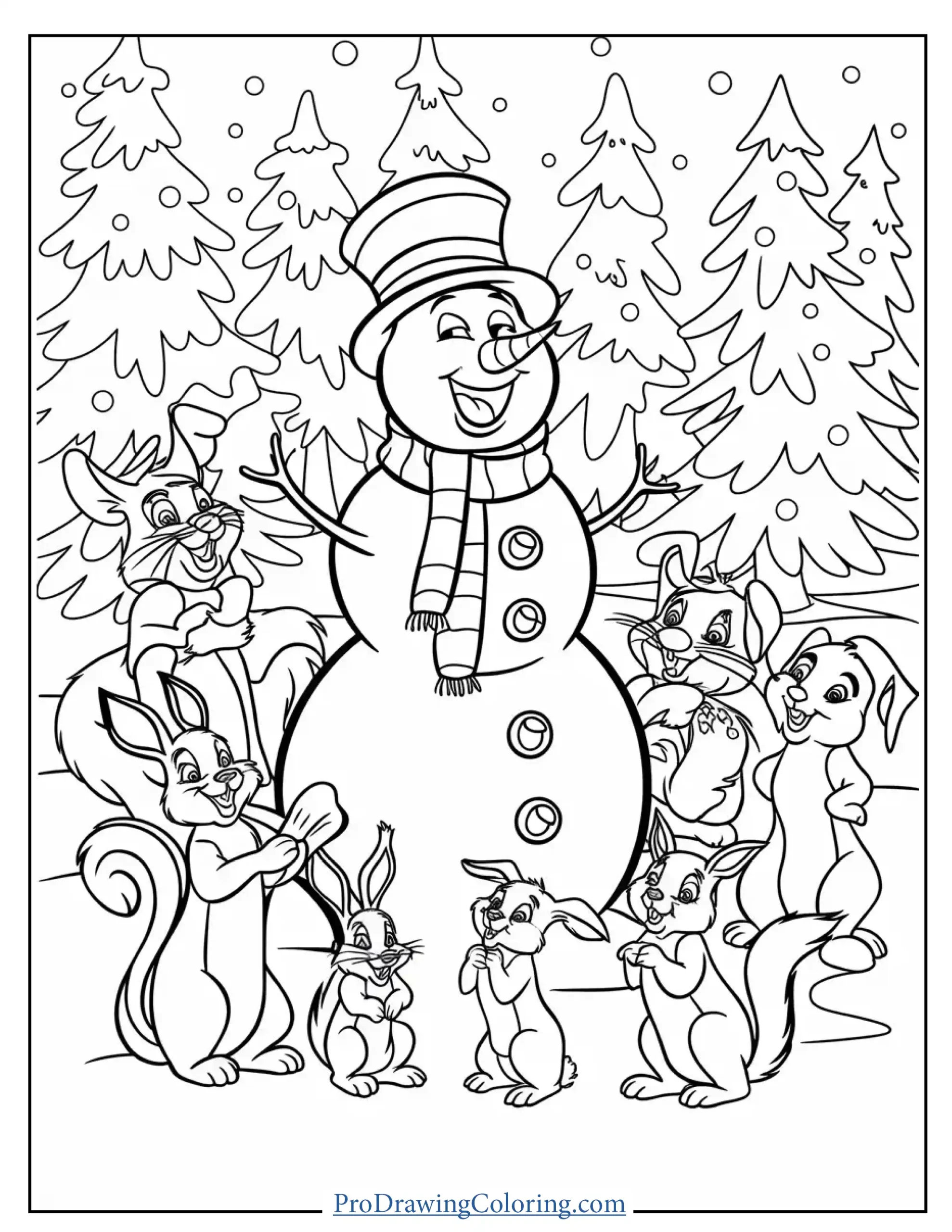 snowman caroling with animals