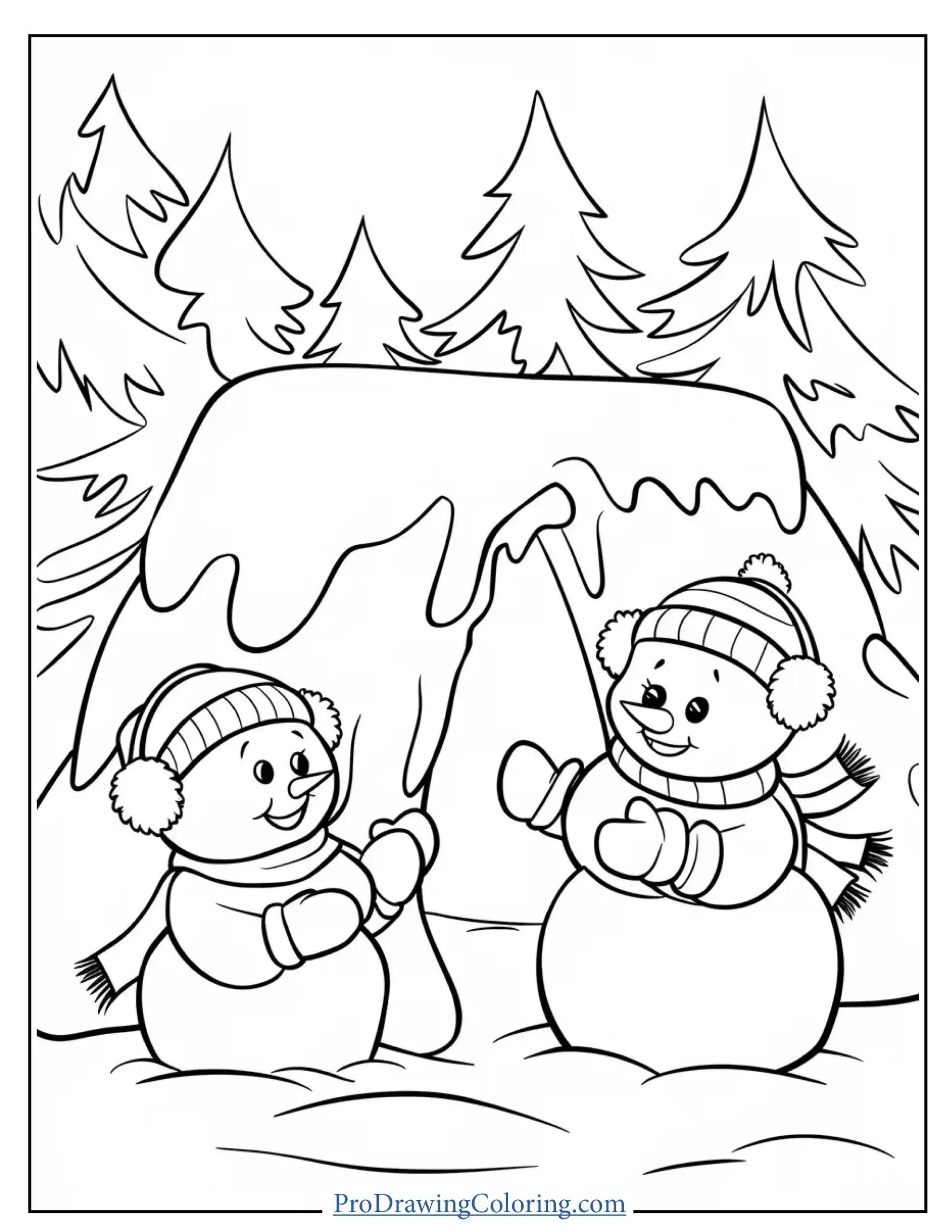 two Snowman for coloring