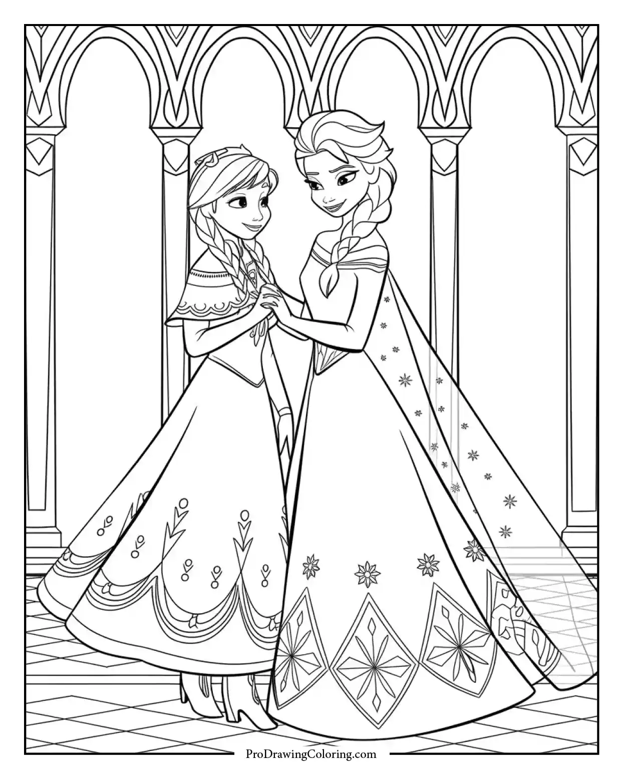 Frozen sisters dancing inside a castle, elegant moment