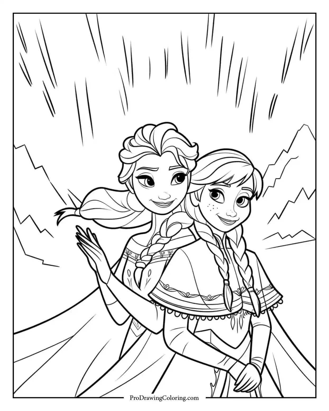 Elsa and Anna under the stars, nighttime magic