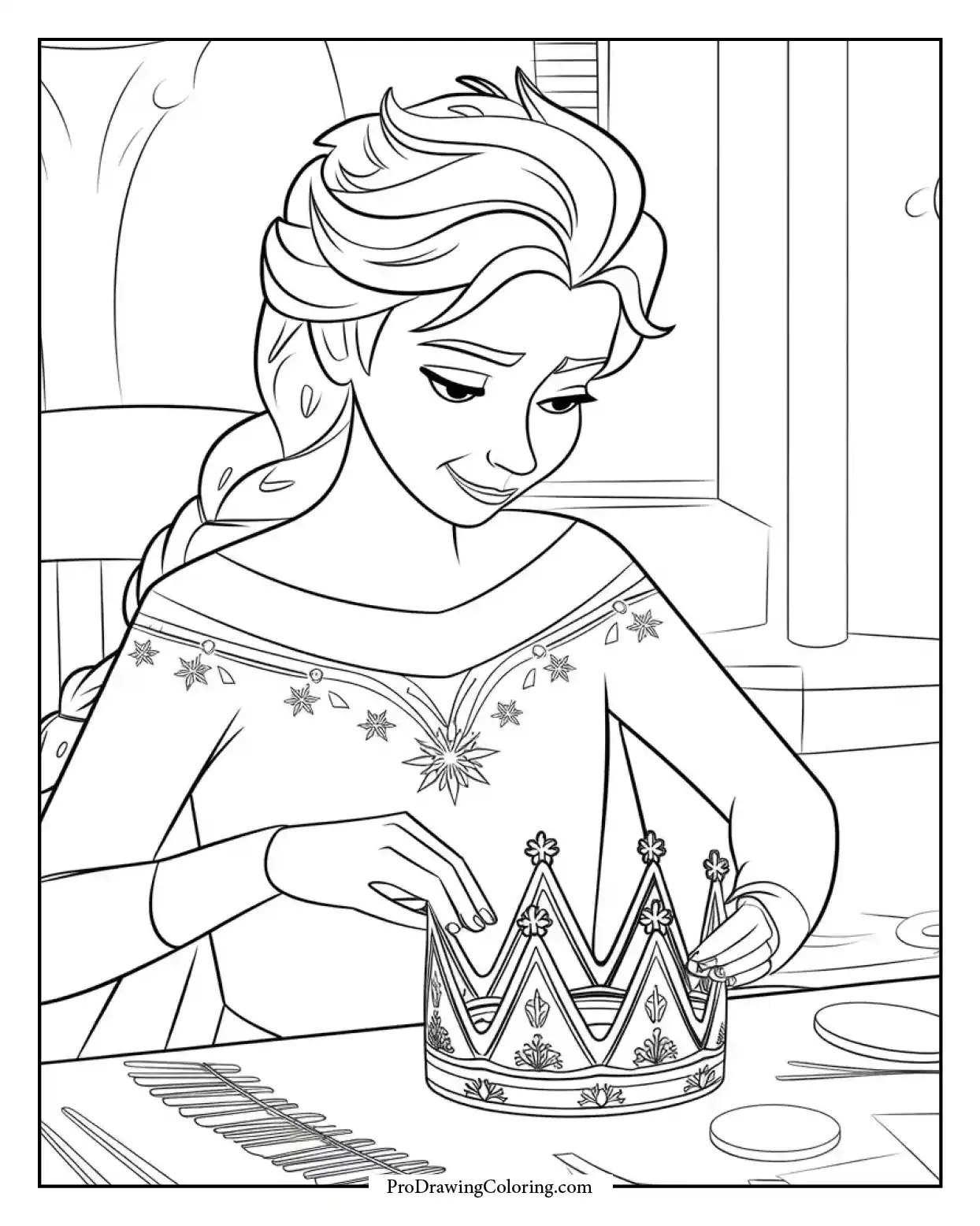 Elsa creating a crown of ice, focused close up