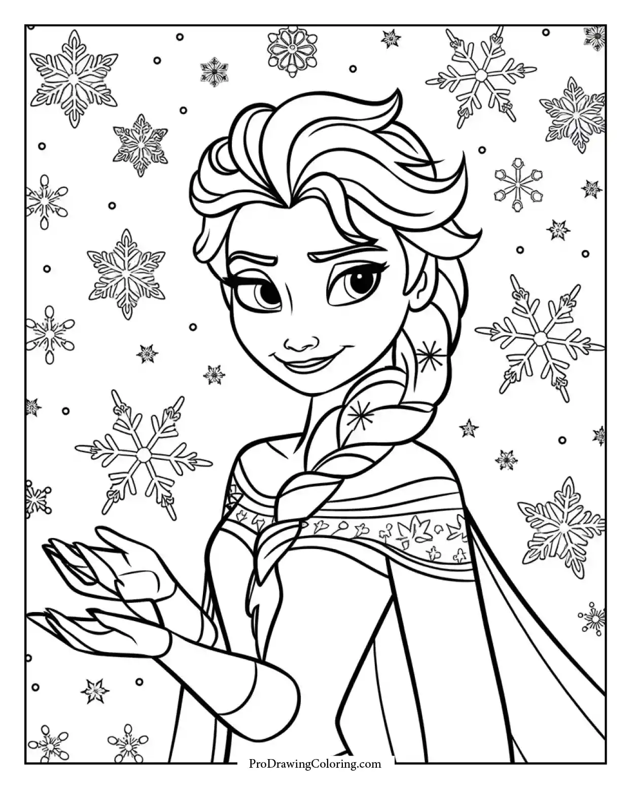 Elsa dancing among swirling snowflakes, winter motion