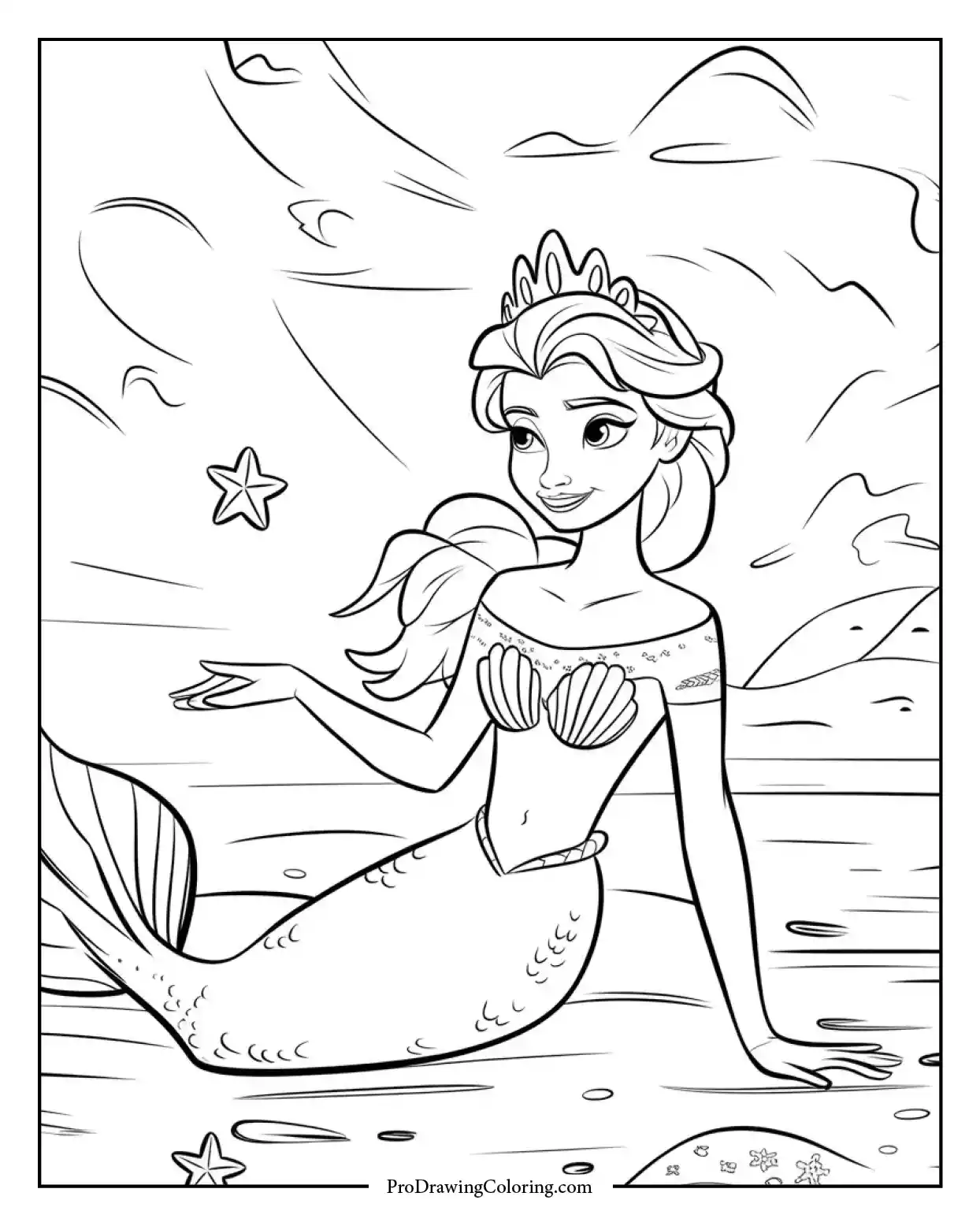 Elsa as a mermaid swimming under the sea, underwater scene
