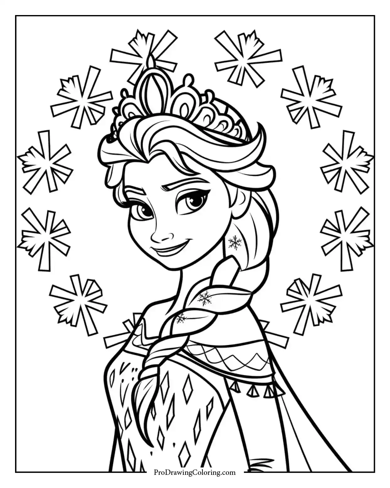 Queen Elsa wearing her crown, portrait for kids