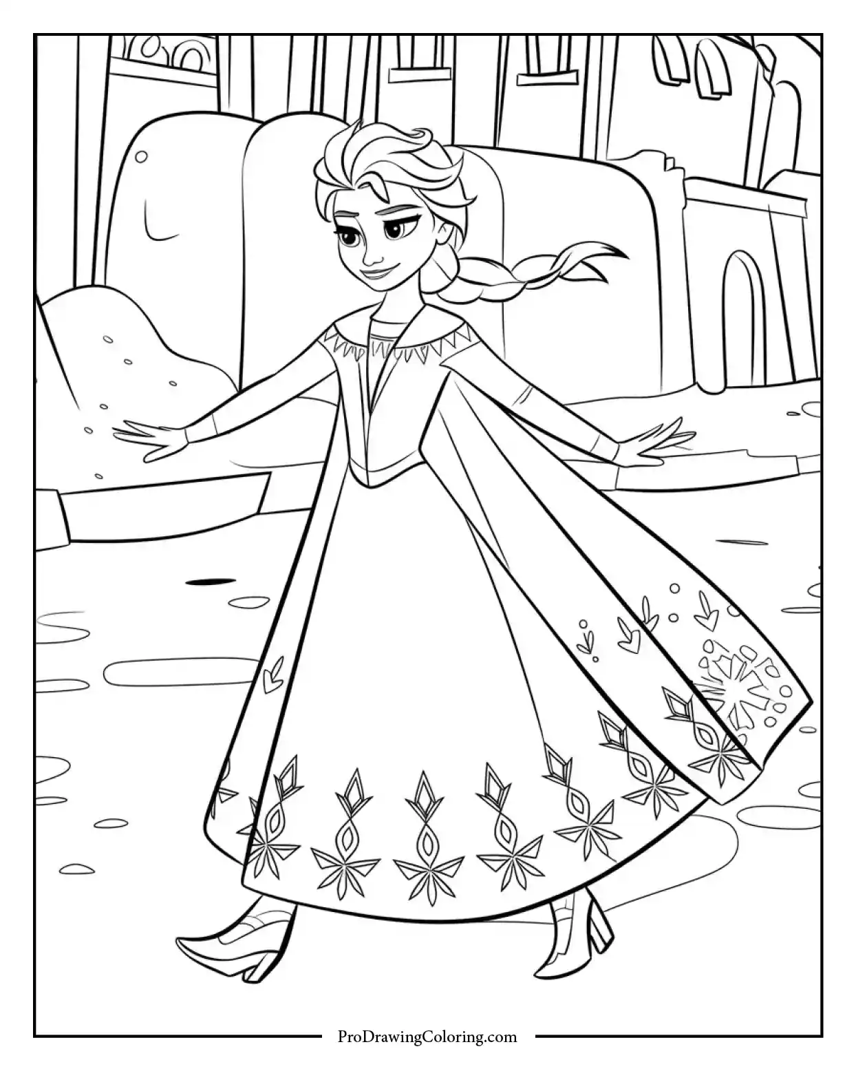 Elsa leading a snowy parade for girls