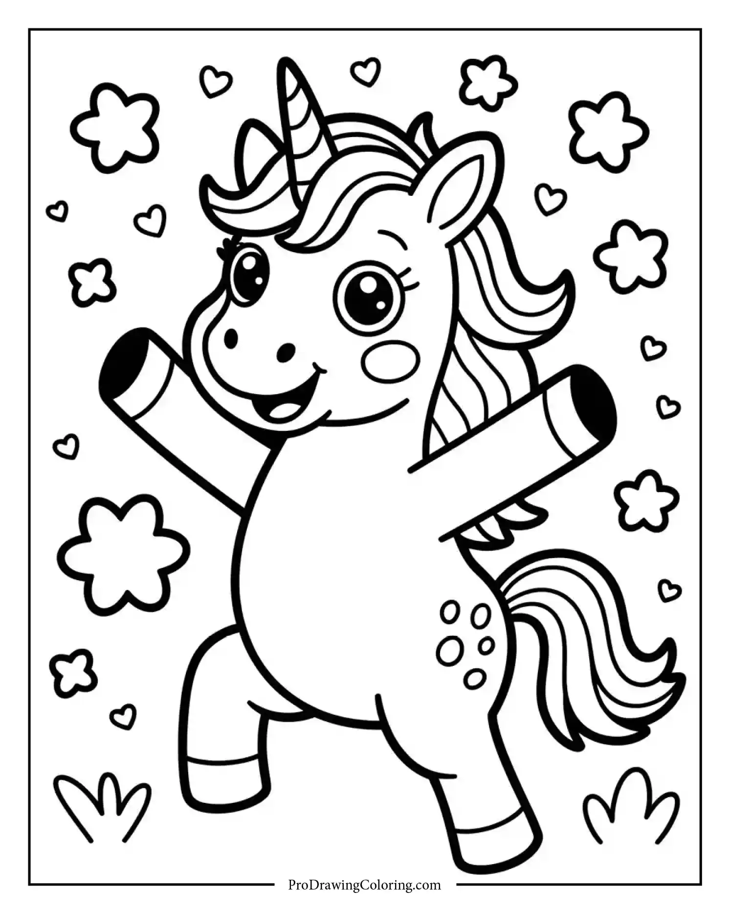 dancing unicorn coloring page printable Fun unicorn coloring page printable with a unicorn dancing joyfully