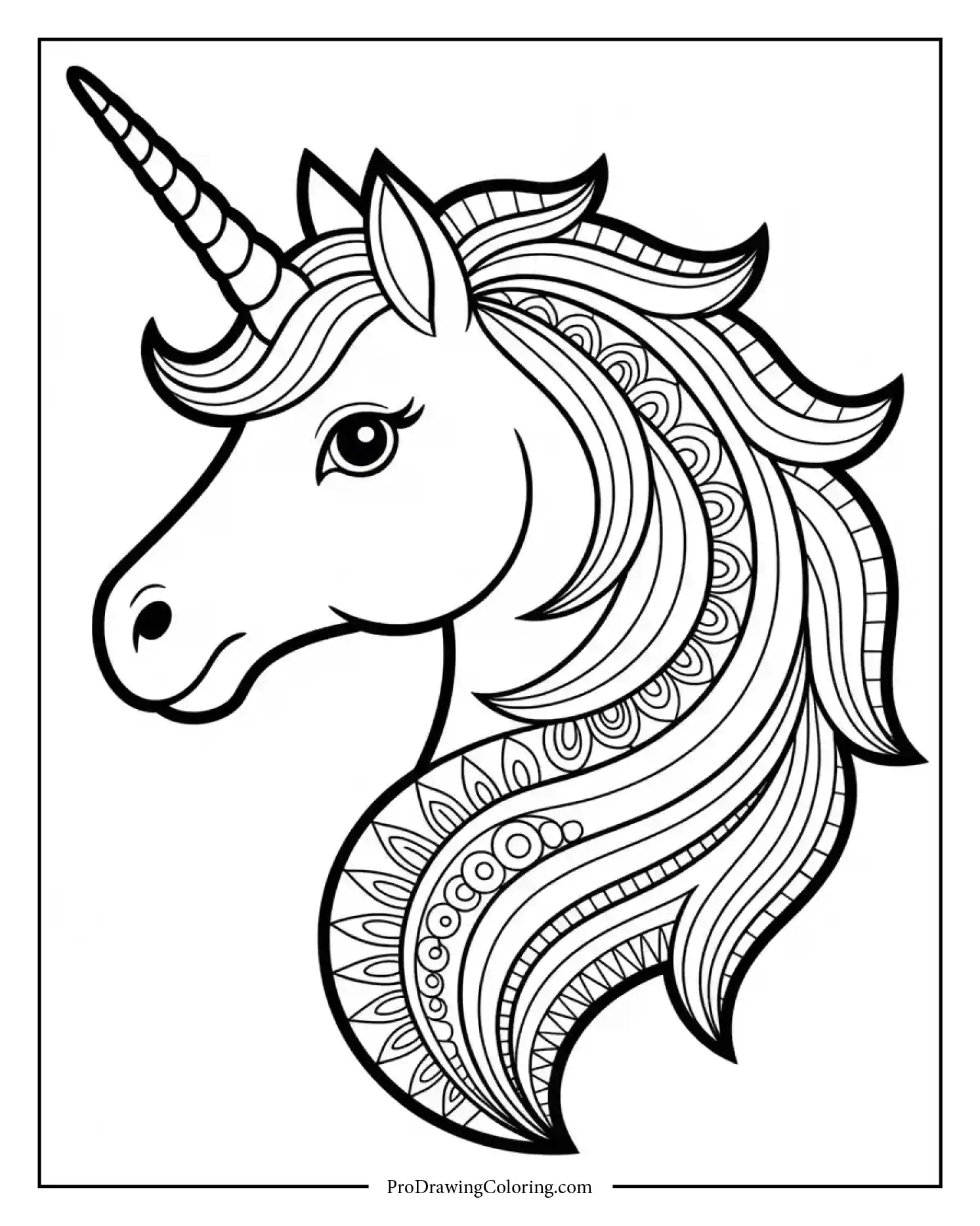 intricate unicorn coloring page adults Intricate unicorn coloring page for adults with detailed mandala patterns