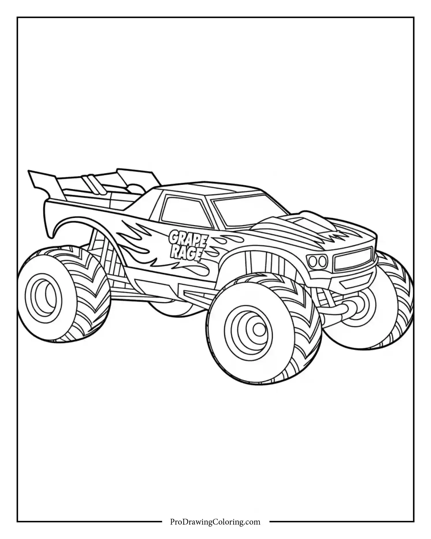 Simple monster jam truck coloring page, easy for kids to color