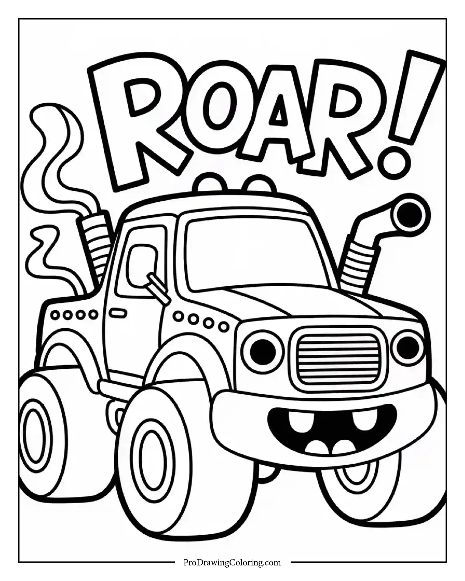 monster truck cartoon coloring pages happy eyes