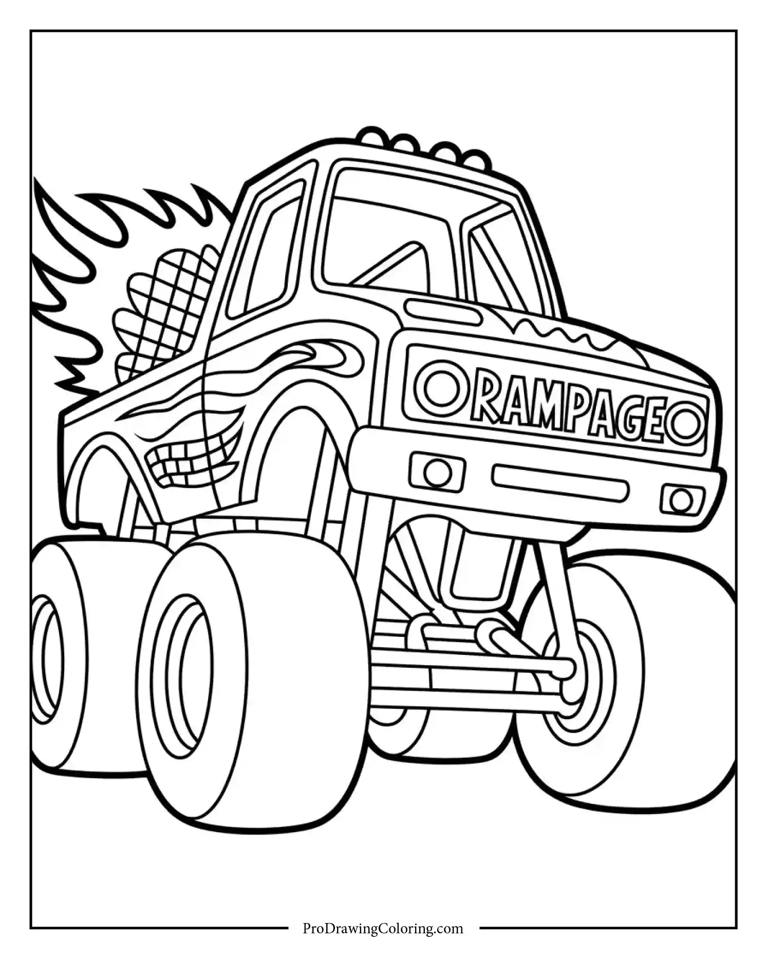 monster truck coloring sheet clear outline