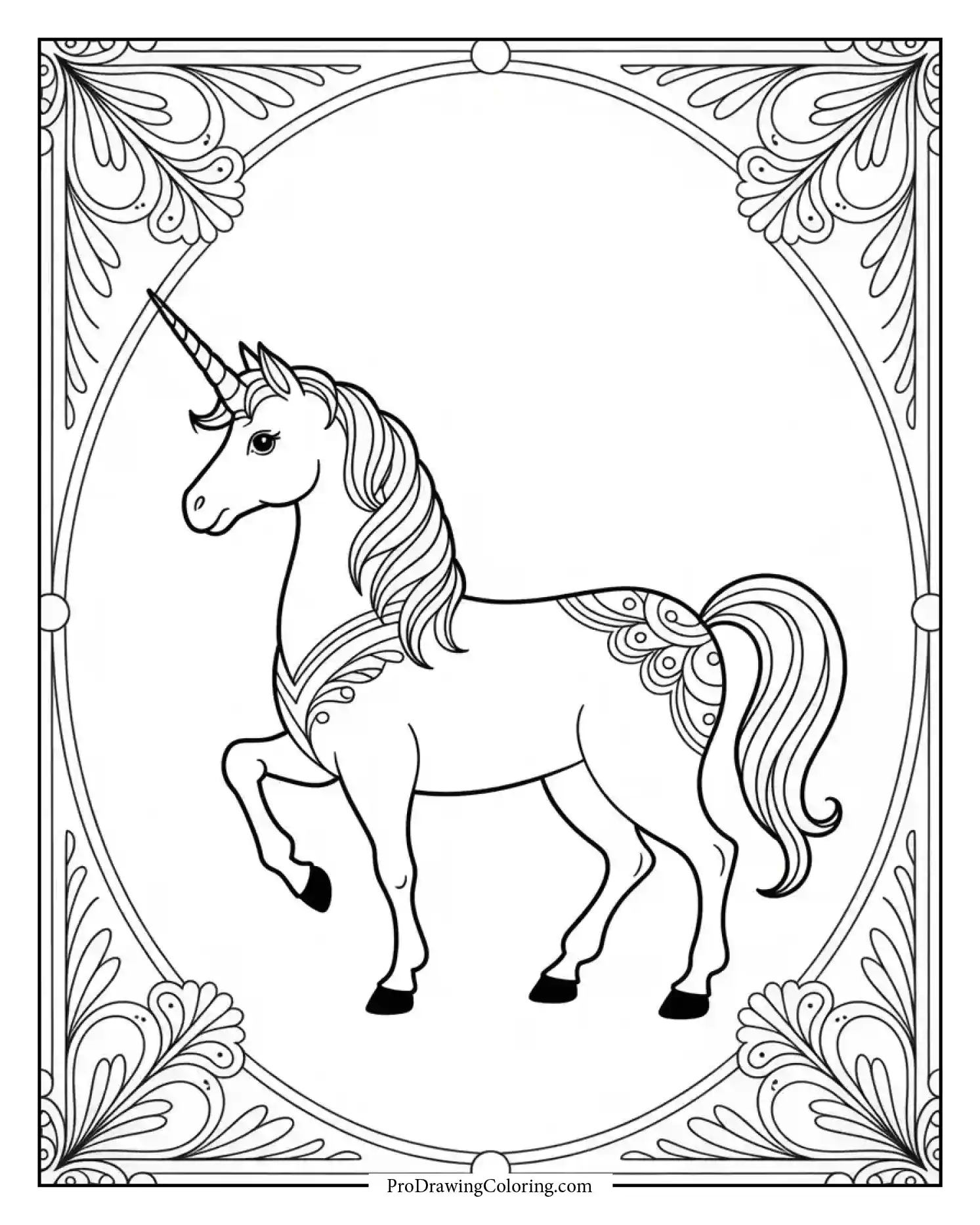 victorian unicorn coloring page adults Victorian unicorn coloring page for adults with ornate decorations and patterns