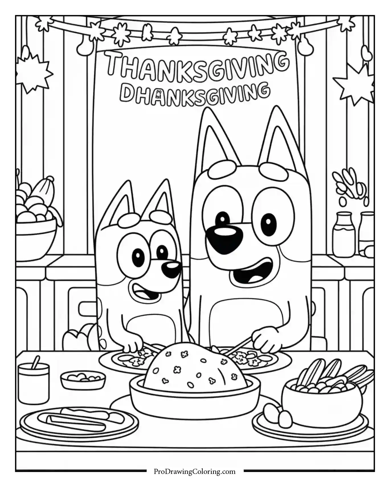 disney thanksgiving bluey bingo Bluey and Bingo sitting together enjoying Thanksgiving dinner