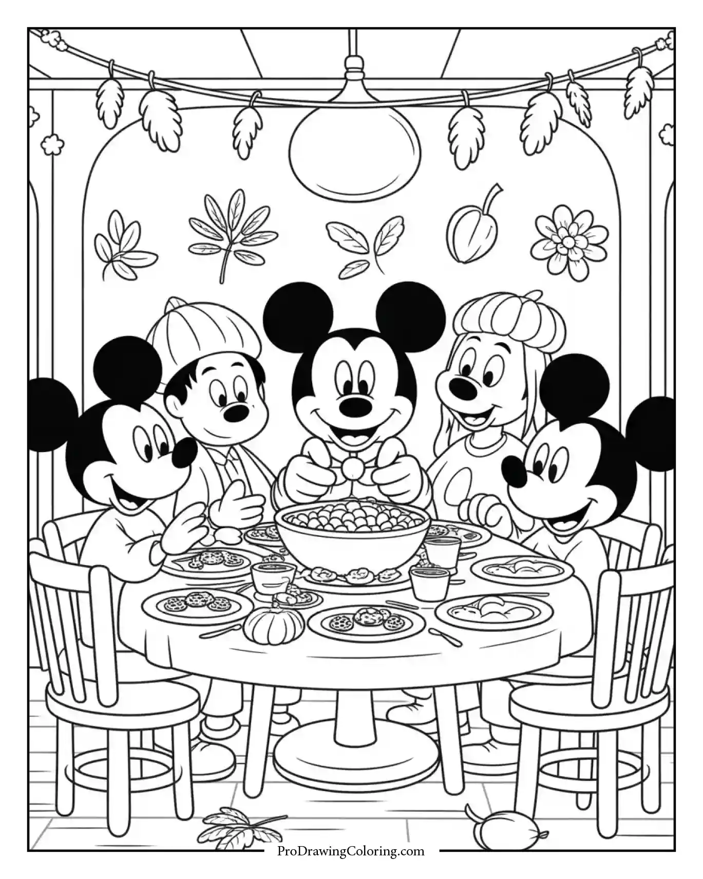 disney thanksgiving mickey friends Mickey Mouse and his friends celebrating Thanksgiving together around a table