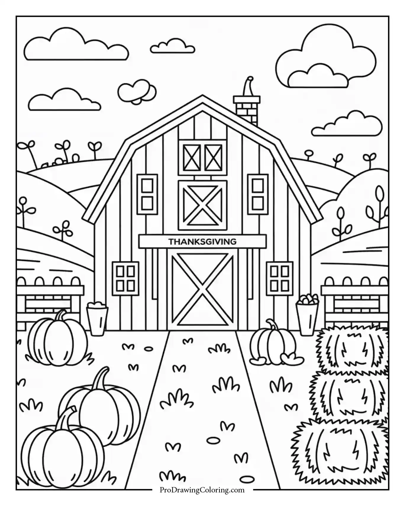 thanksgiving farm scene Farm decorated with pumpkins and hay for Thanksgiving celebration