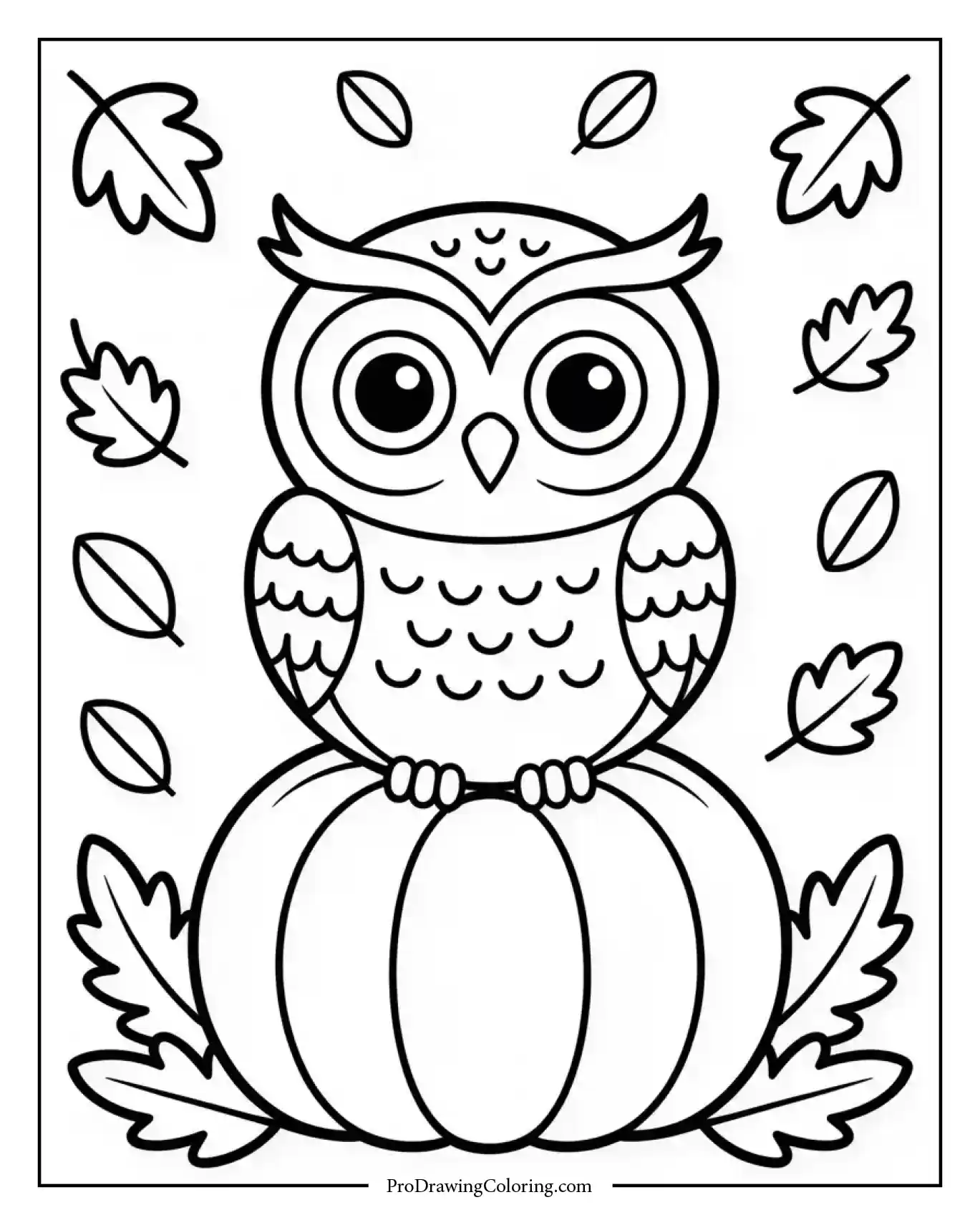 thanksgiving owl pumpkin leaves Cute owl sitting on a pumpkin with autumn leaves