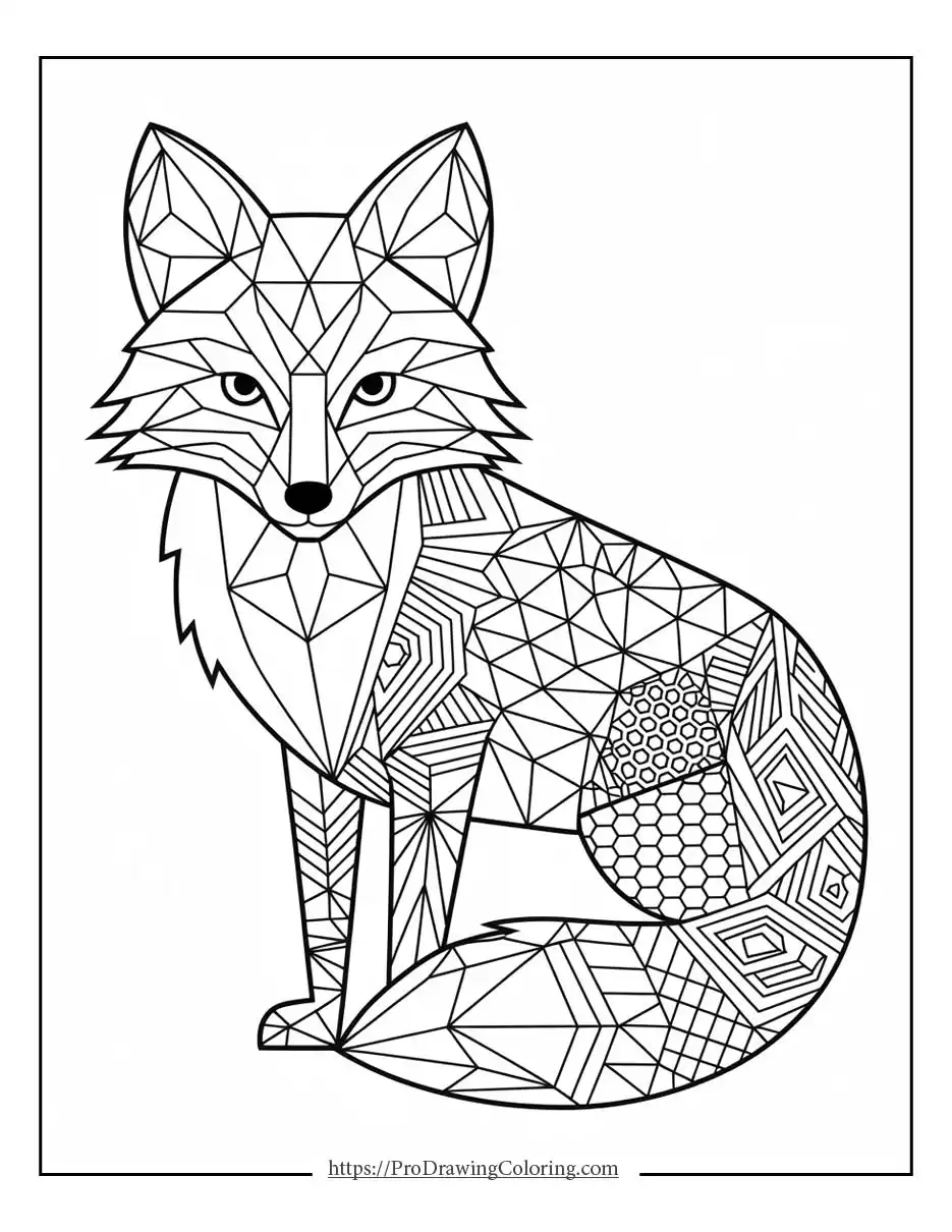 Adult fox coloring page mandala style, printable fox coloring page for adults
