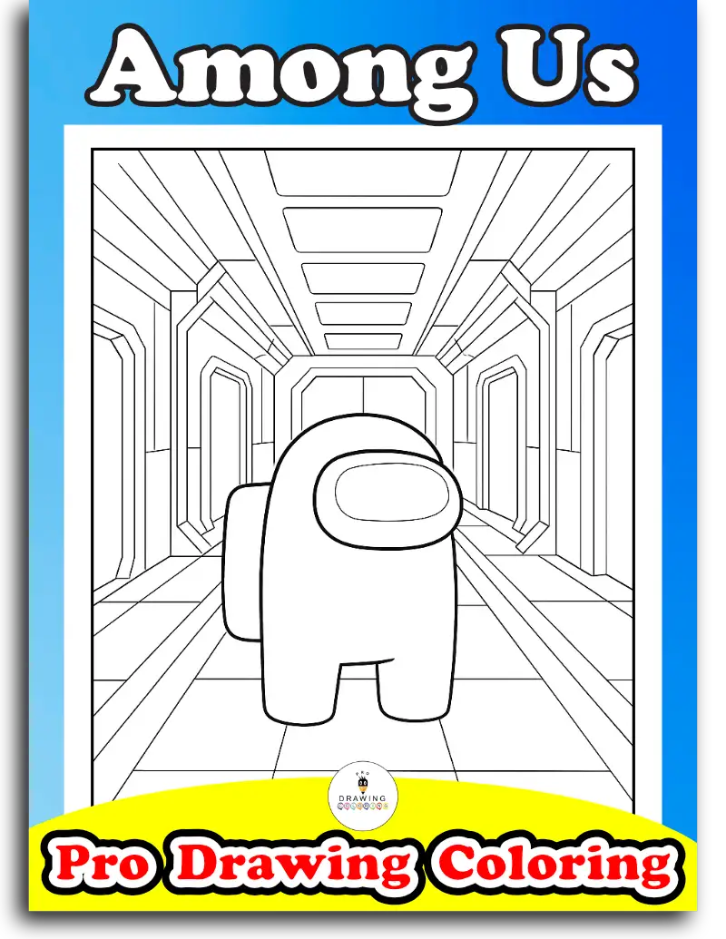 Among Us coloring pages for kids, popular video game character art.