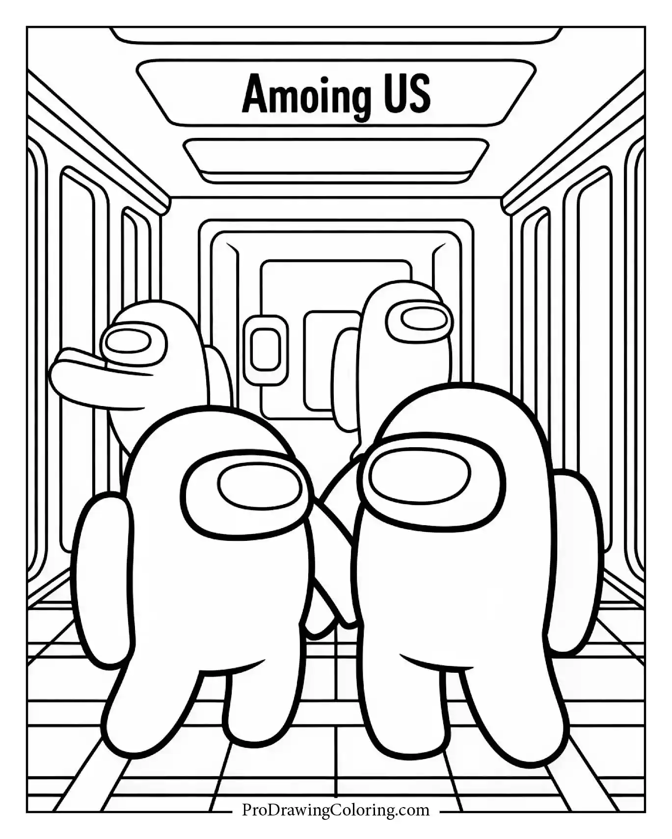 Among Us coloring pages – dancing party celebration hall
