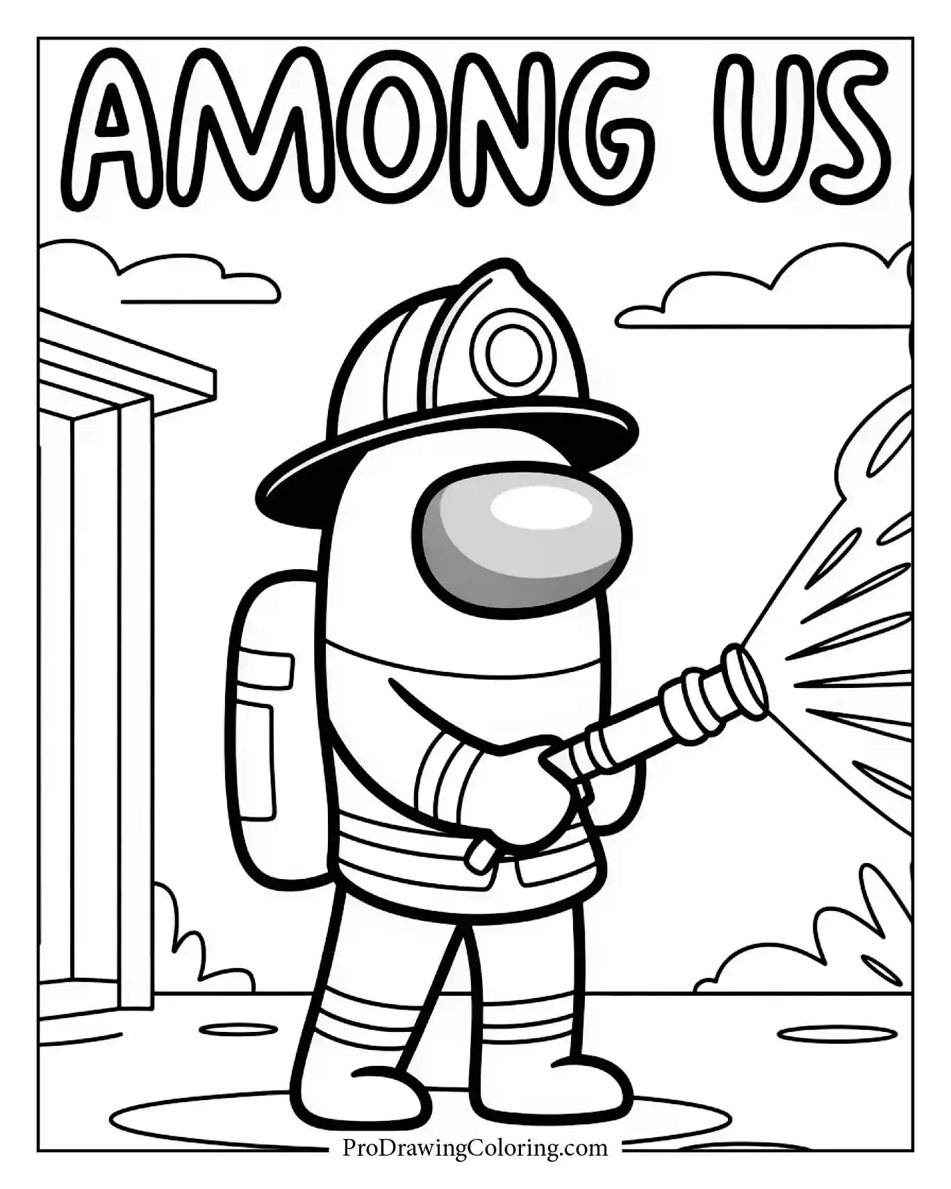 Among Us coloring pages – firefighter emergency suit