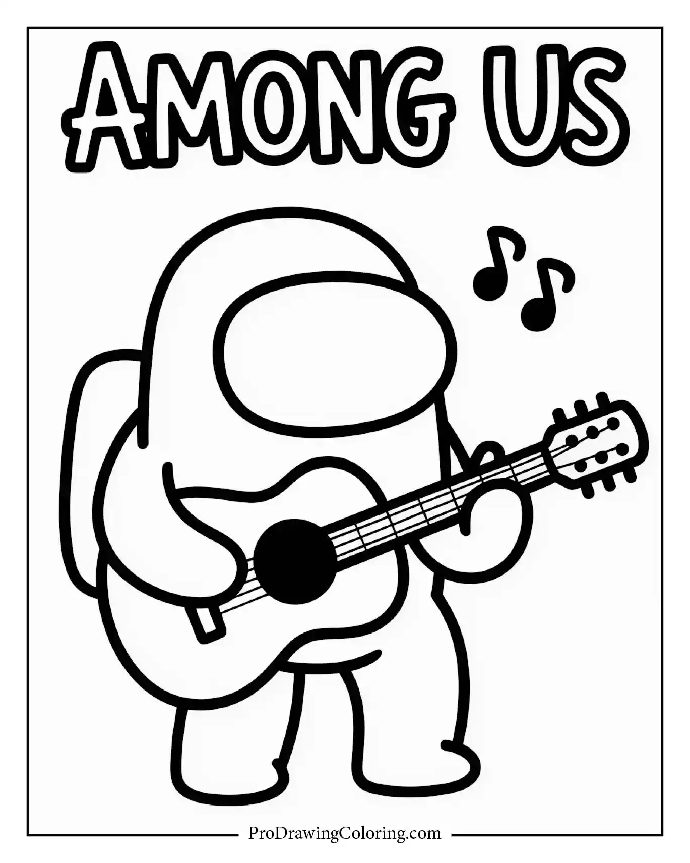 Among Us coloring pages – musical guitar playing crewmate