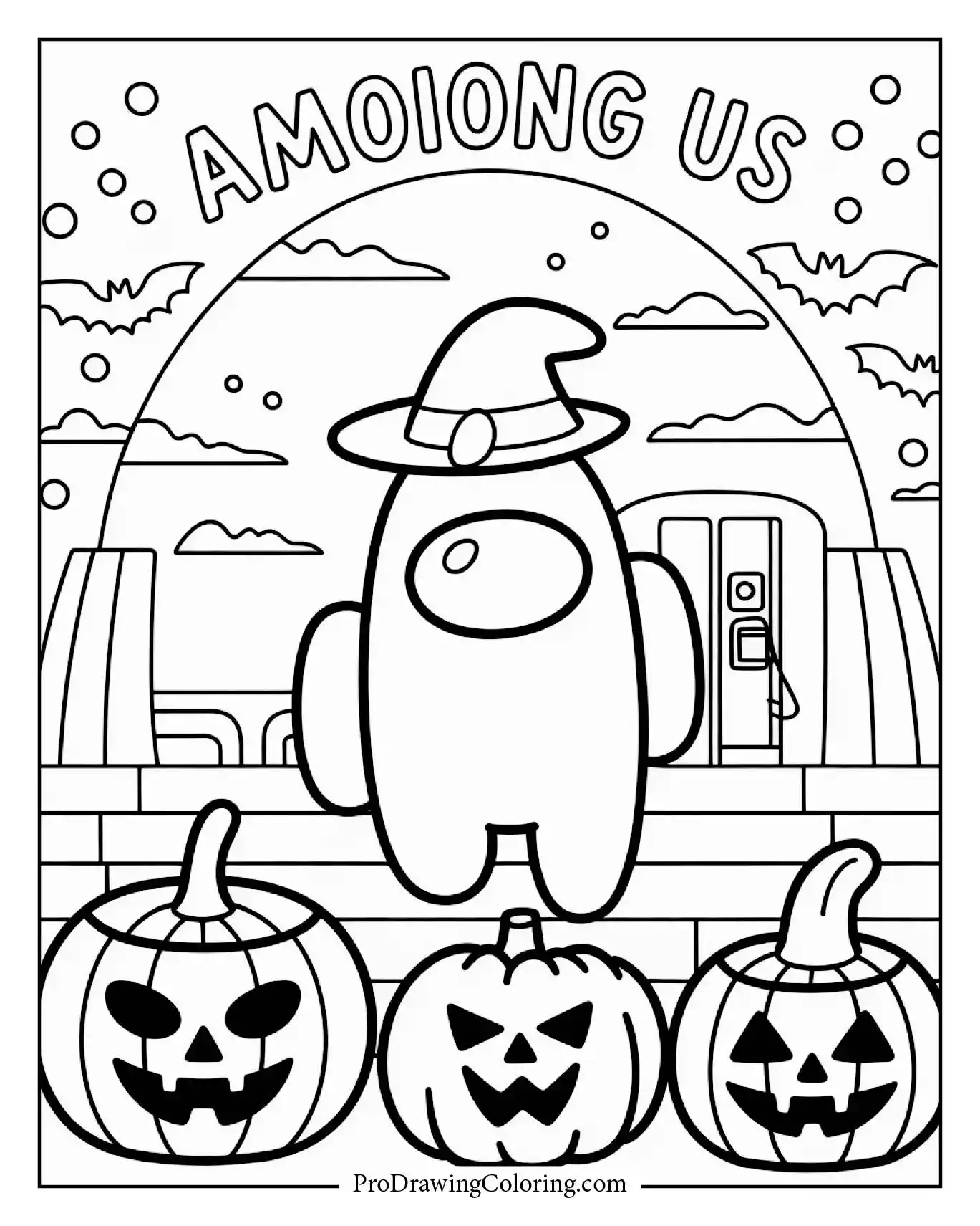 Among Us coloring pages – Halloween spooky theme