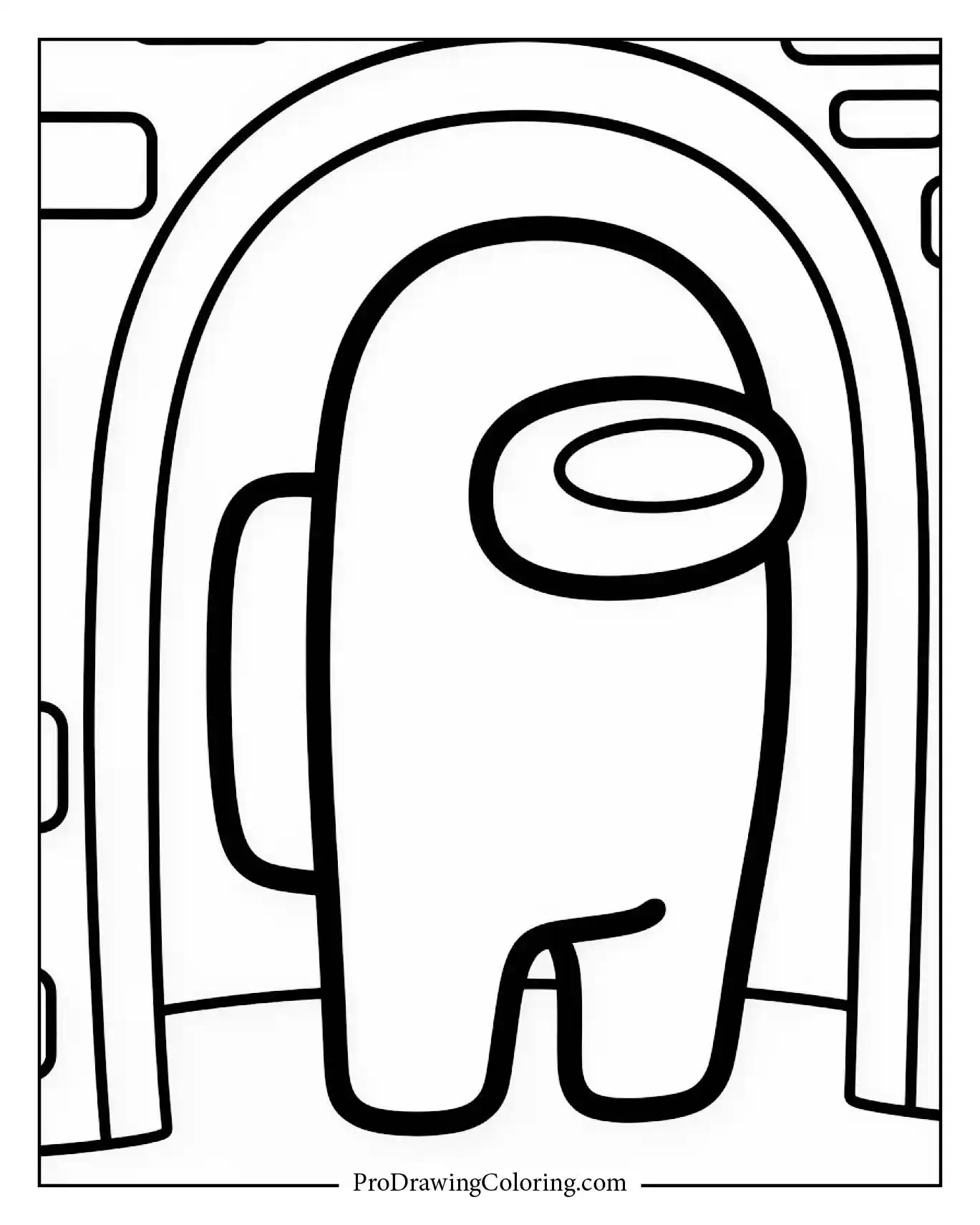 Among Us coloring pages – crewmate hiding behind wall