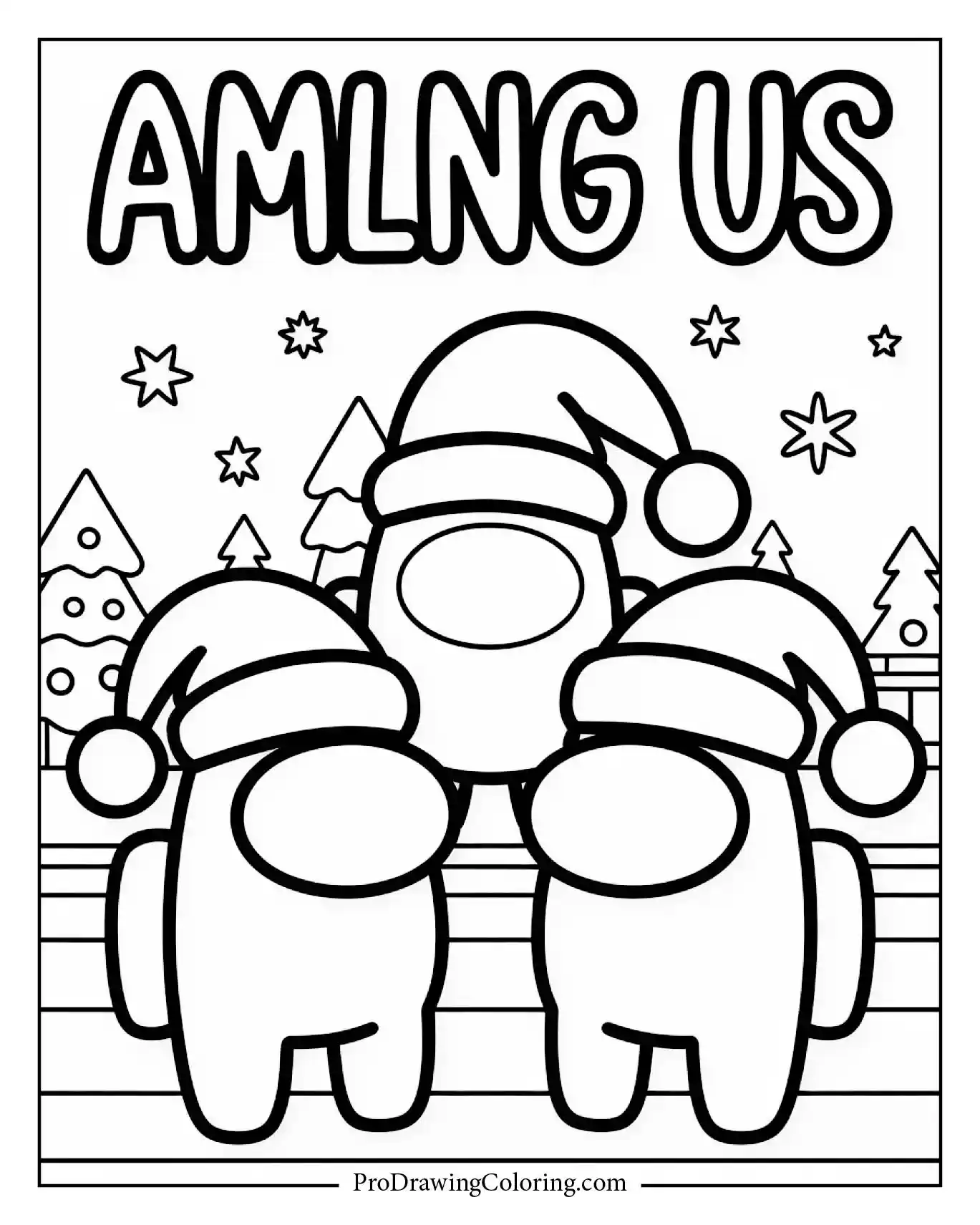 Among Us coloring pages – festive holiday printable art