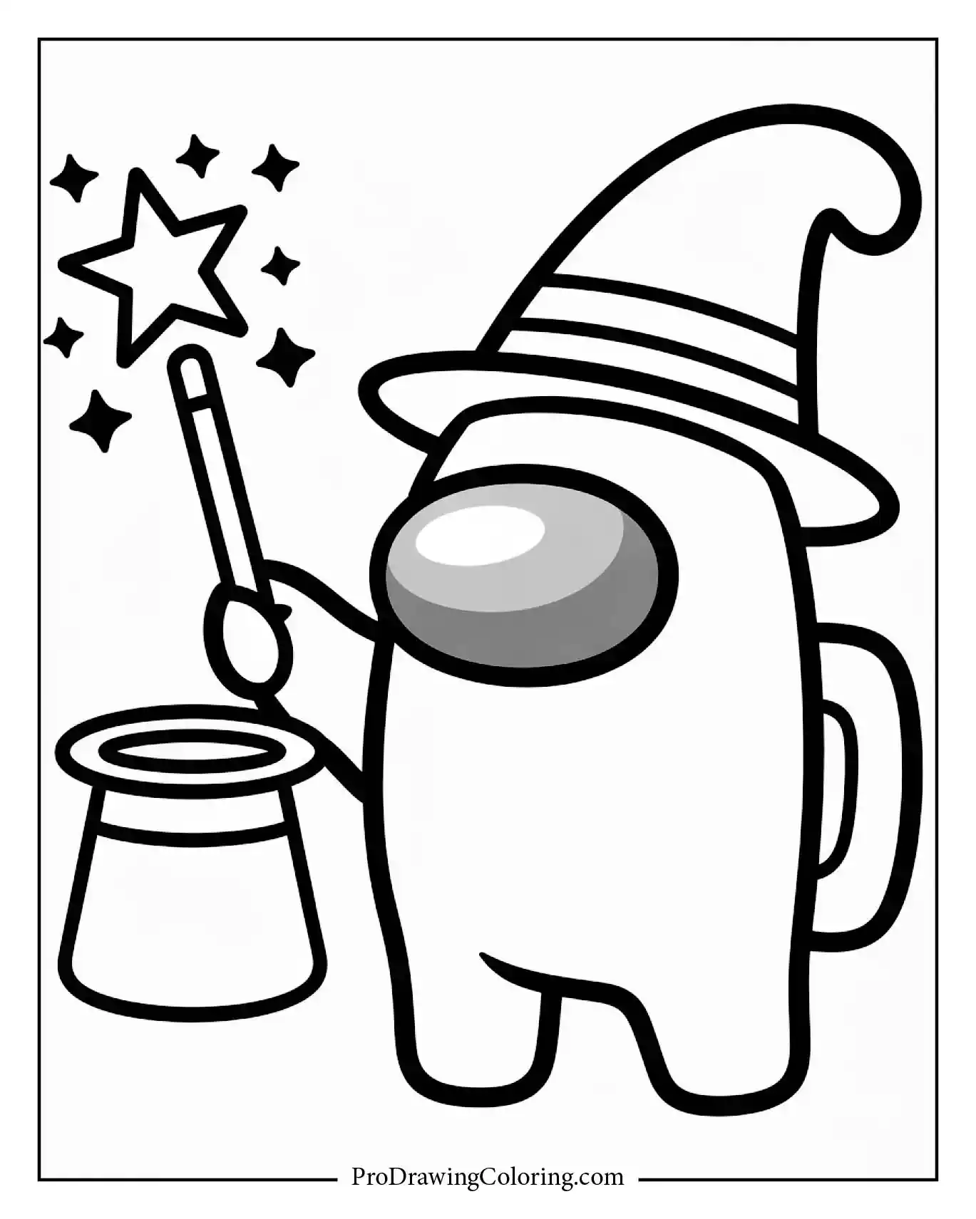 Among Us coloring pages – magician hat wand illusion art