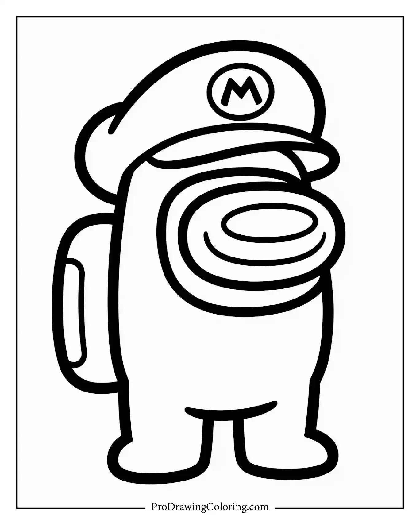 Among Us coloring pages – Mario costume crewmate