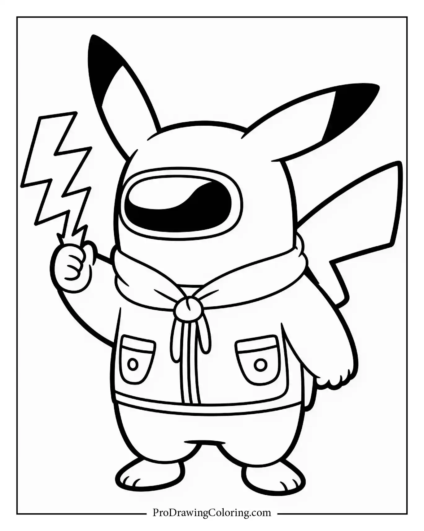 Among Us coloring pages – Pikachu yellow suit crewmate