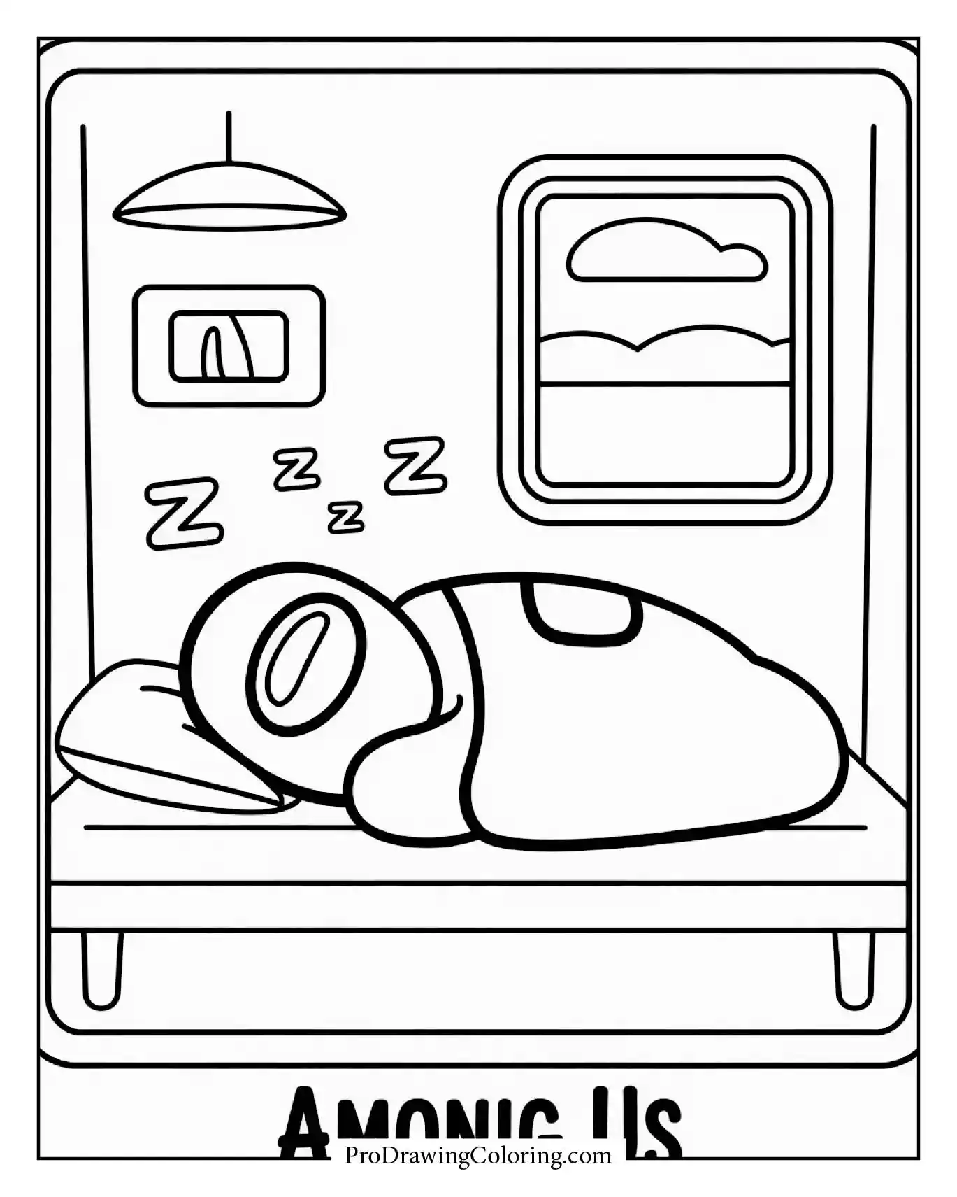 Among Us coloring pages – cabin sleeping rest room