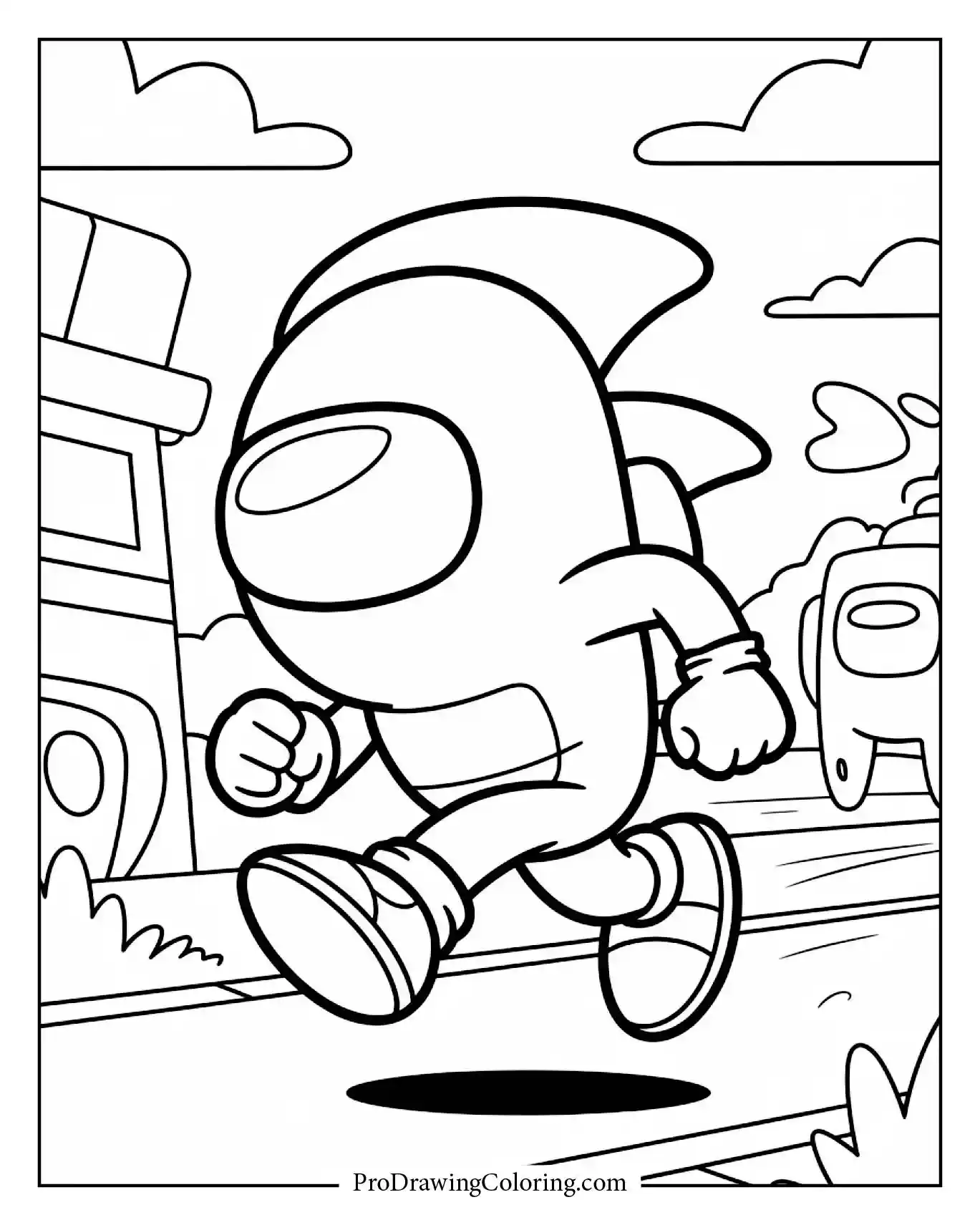 Among Us coloring pages – Sonic speed runner blue suit