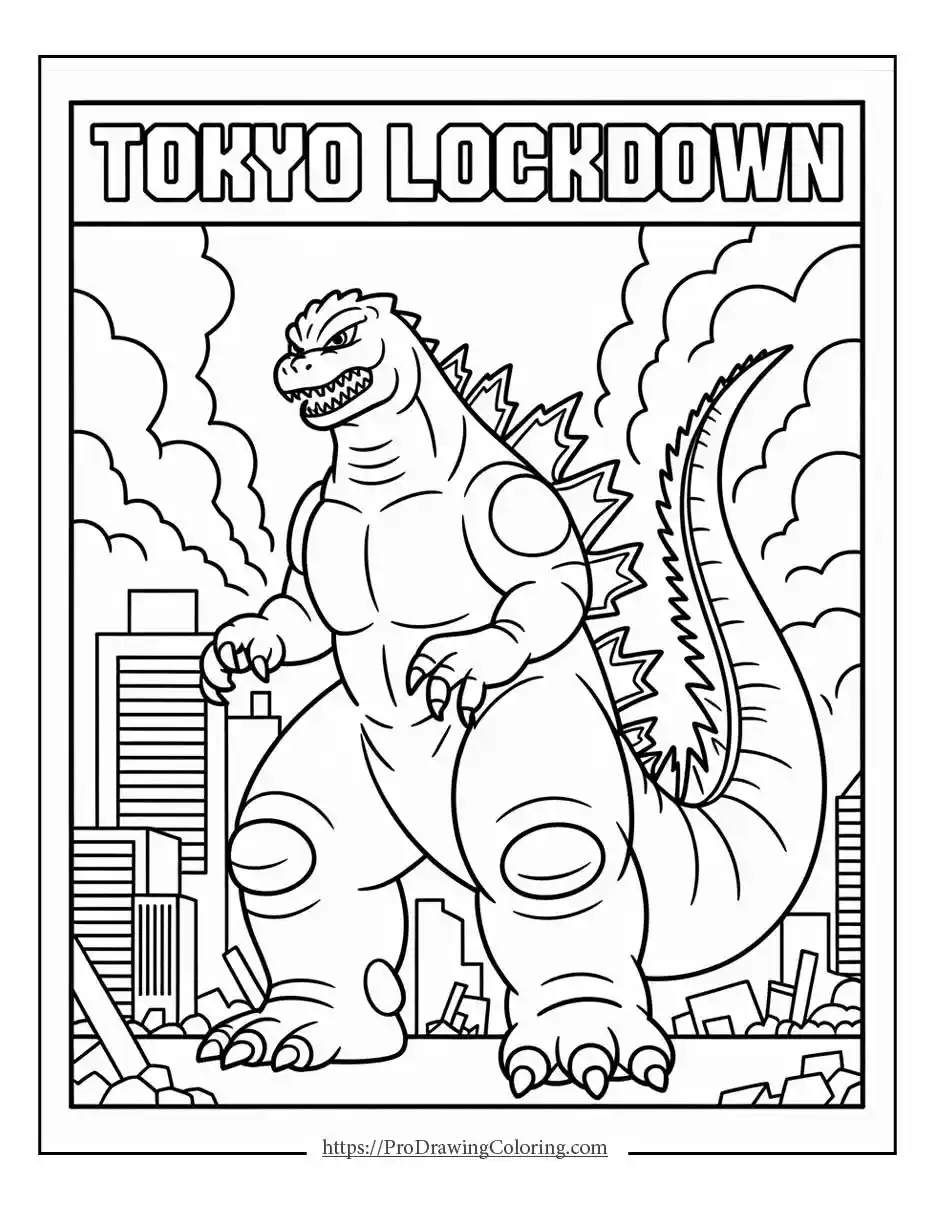 Anime version Godzilla coloring page