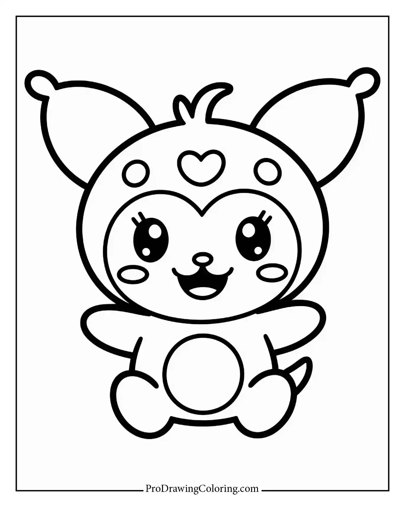 Dreamy baby Kuromi smiling, soft pastel vibes, made to spark smiles through creative coloring.
