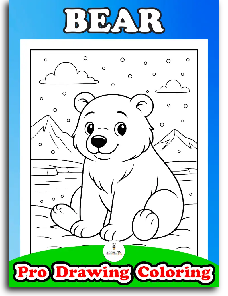 Forest bear coloring pages for toddlers, wild animal pictures to color.