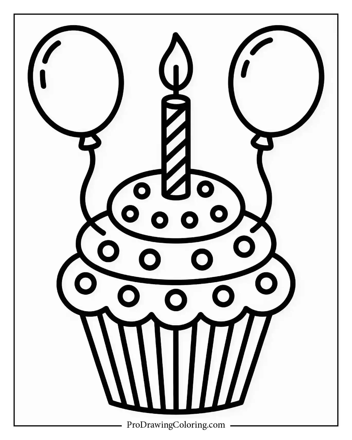 Cupcake coloring pages – simple birthday cupcake coloring sheet for kids
