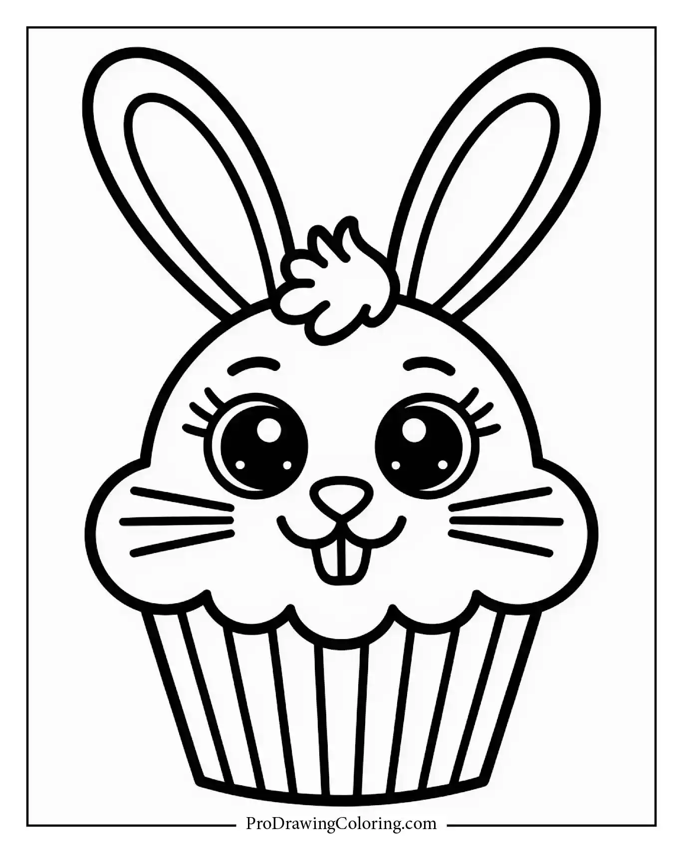 Cupcake coloring pages – bunny cupcake with cute ears and frosting