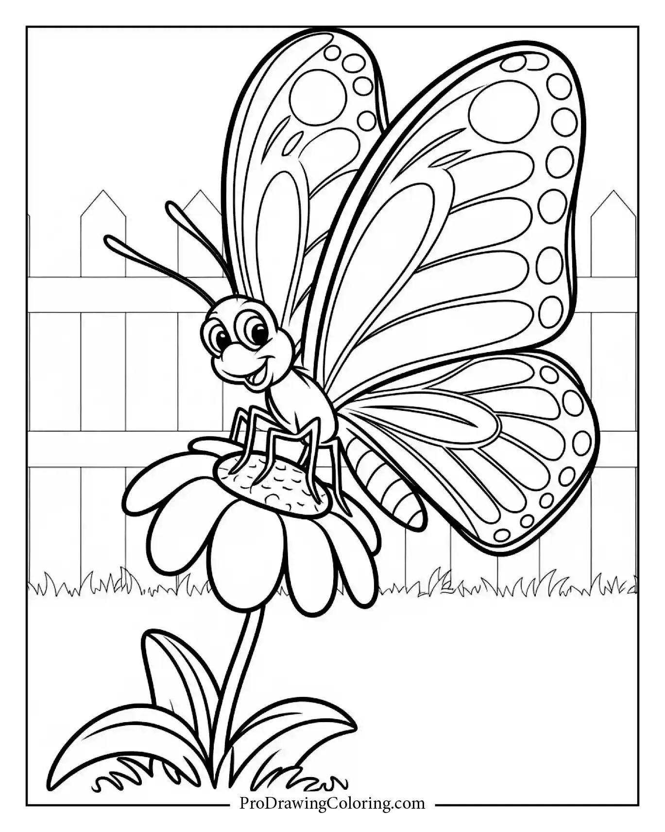 Butterfly sitting peacefully on flower petals in garden scene.