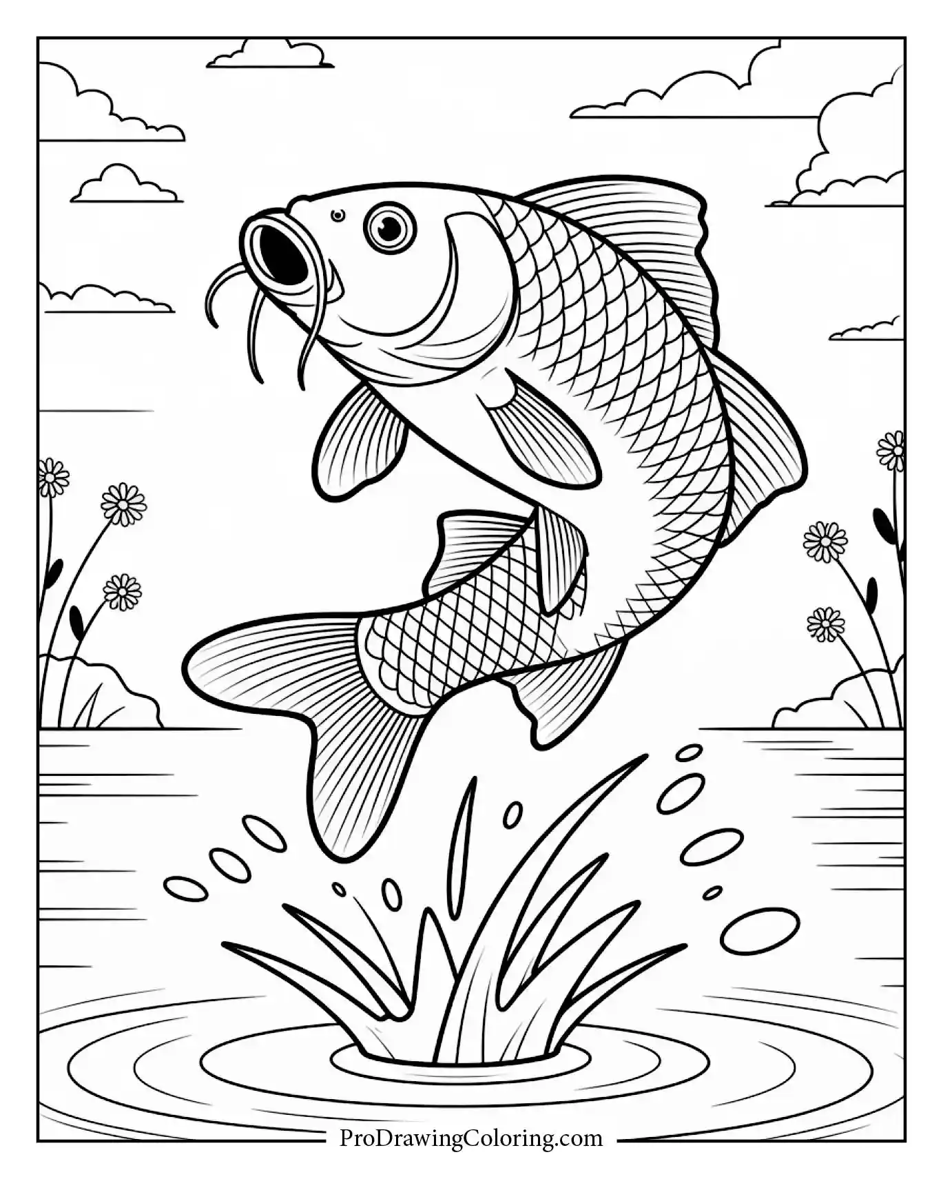 Carp jumping above water surface